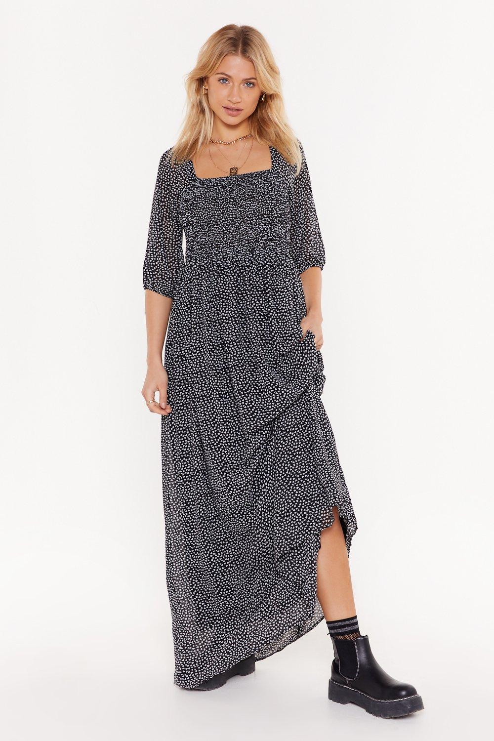 straight neckline maxi dress