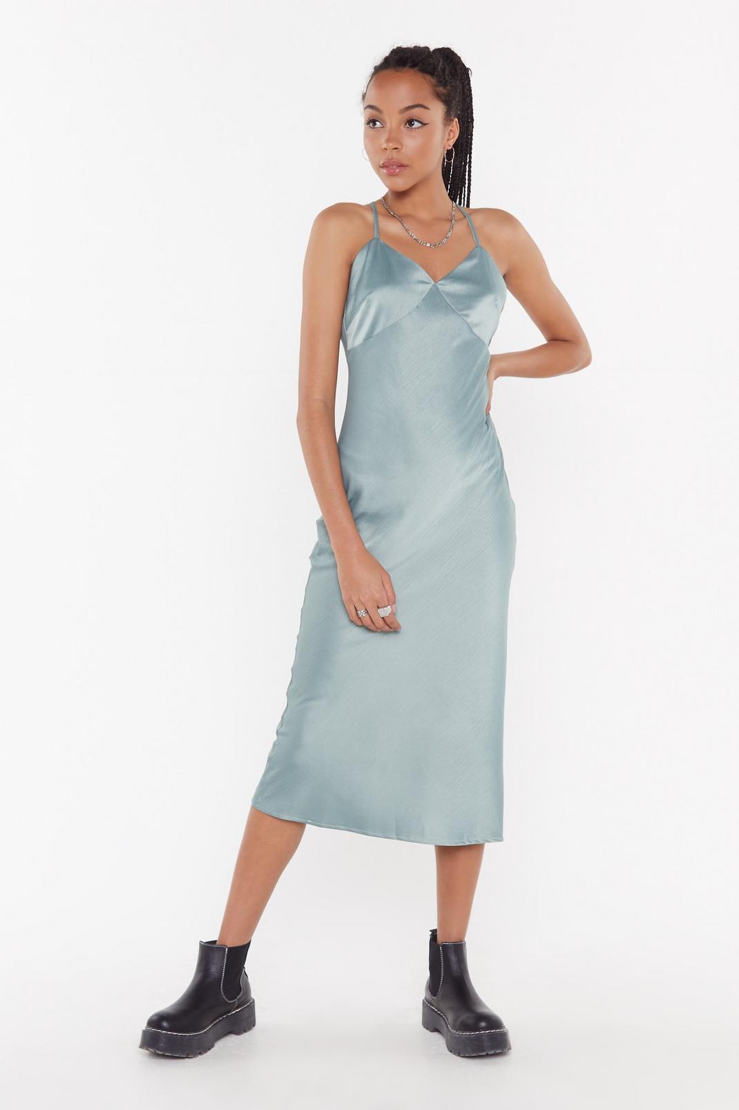 Go With The Low Satin Midi Dress image number 1