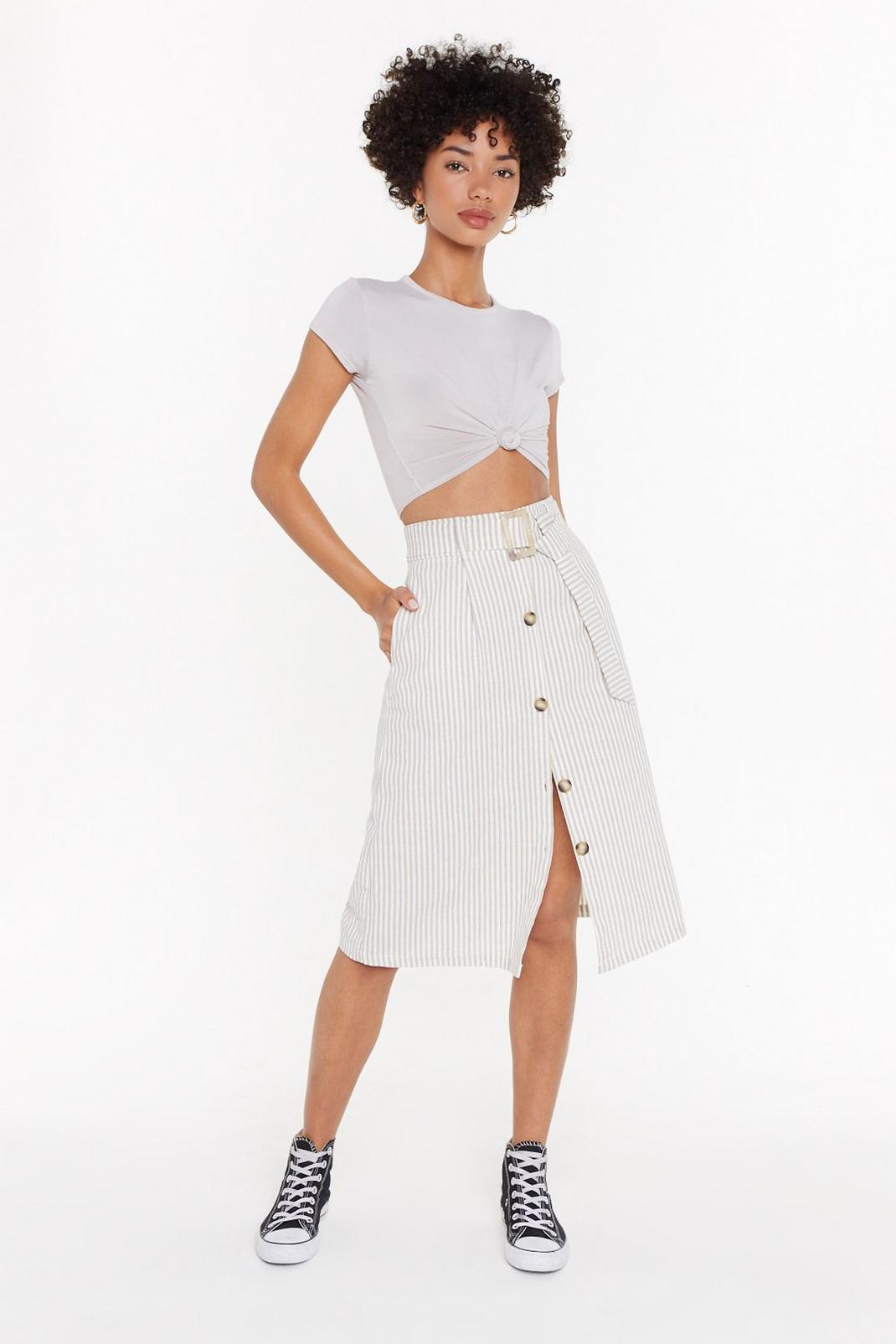 Belted Button Midi Skirt image number 1