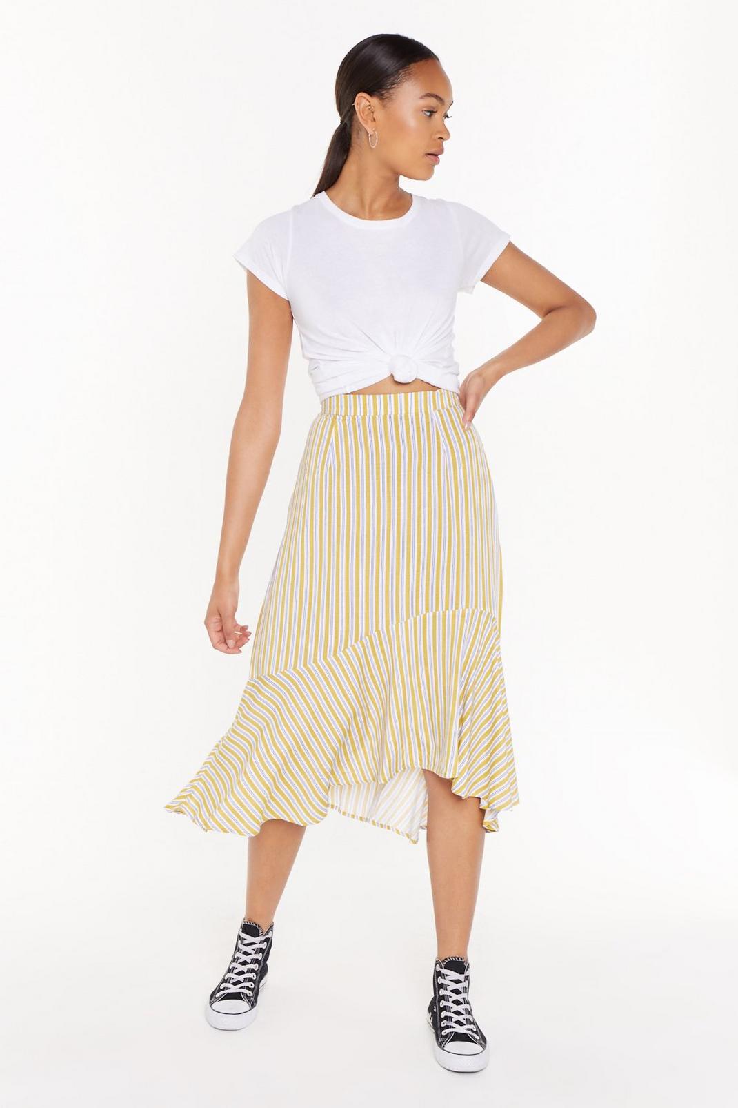 Linen Stripe Midi Skirt image number 1