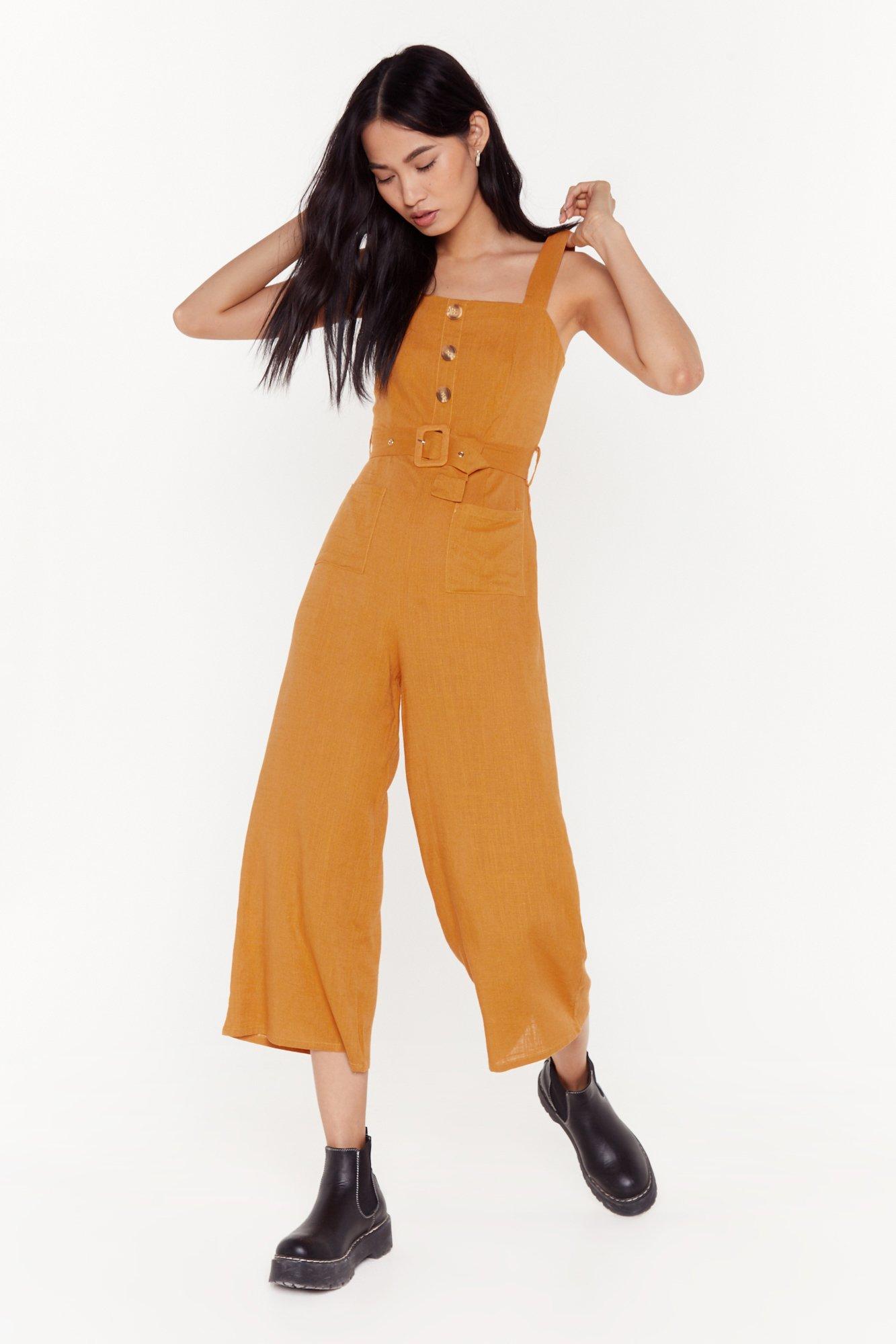 mustard linen jumpsuit