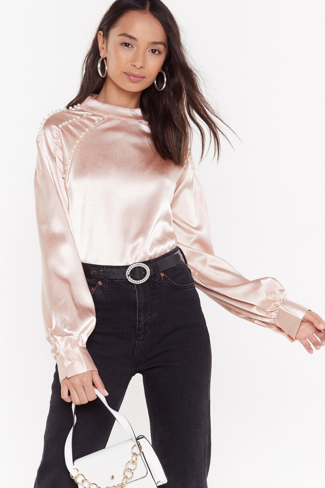 There's a New Pearl in Town Satin Blouse image number 1