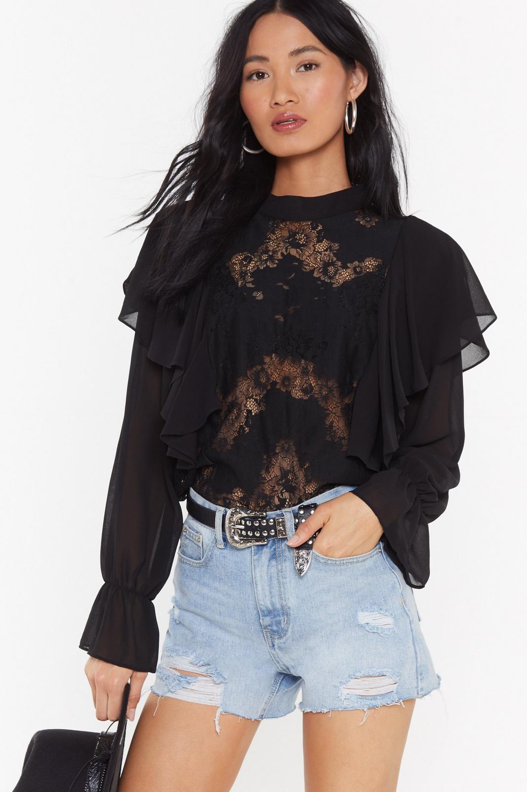 A Matter of Lace High Neck Ruffle Shirt image number 1