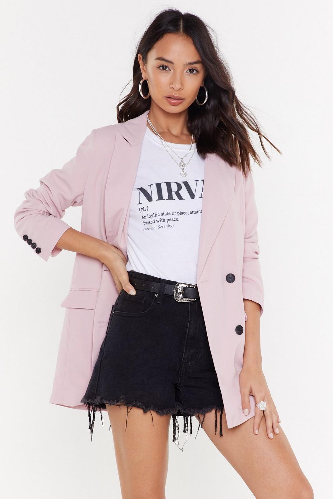 Pink Double Breasted Oversized Tailored Blazer image number 1