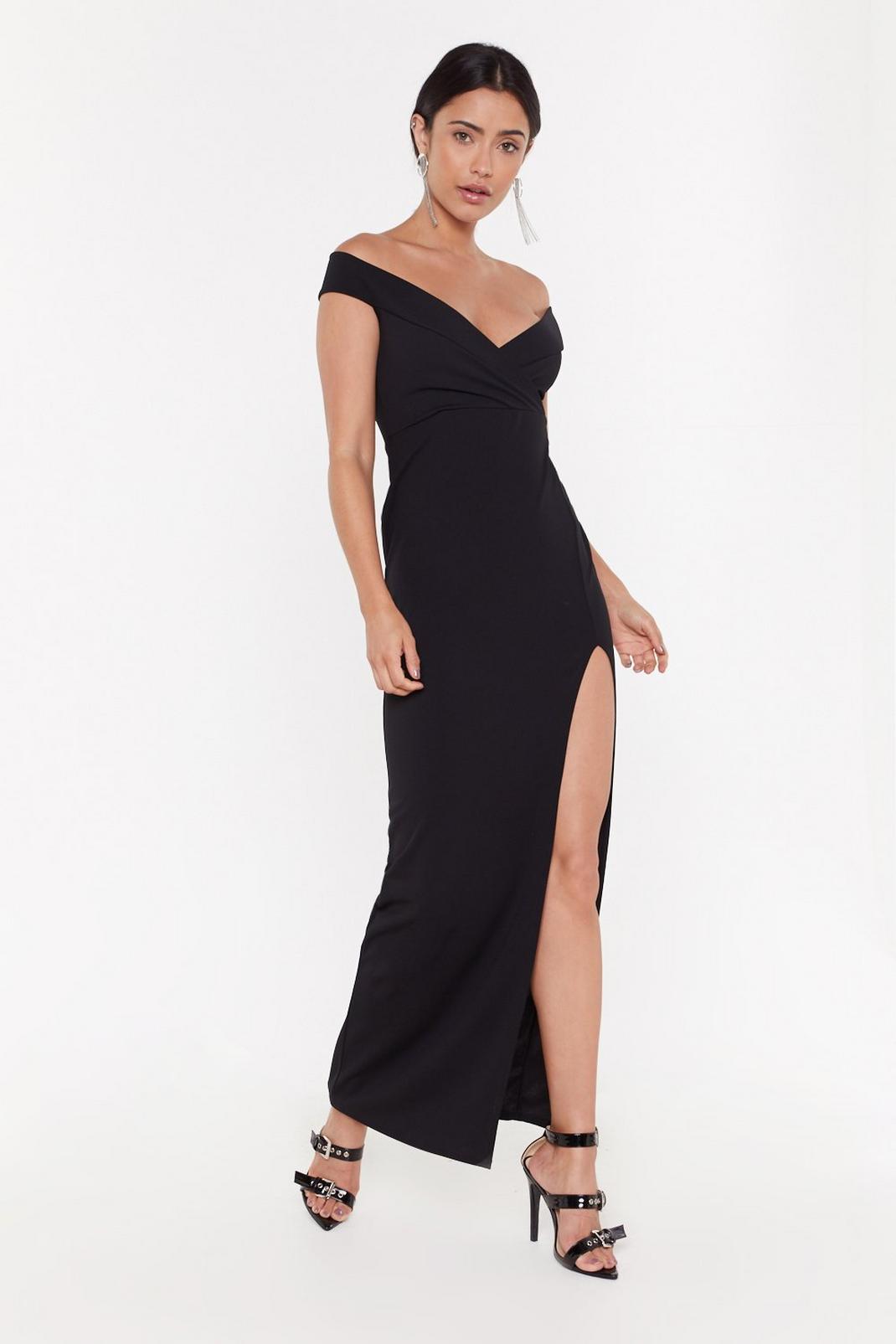 You Can't Slit with Us Off-the-Shoulder Maxi Dress image number 1