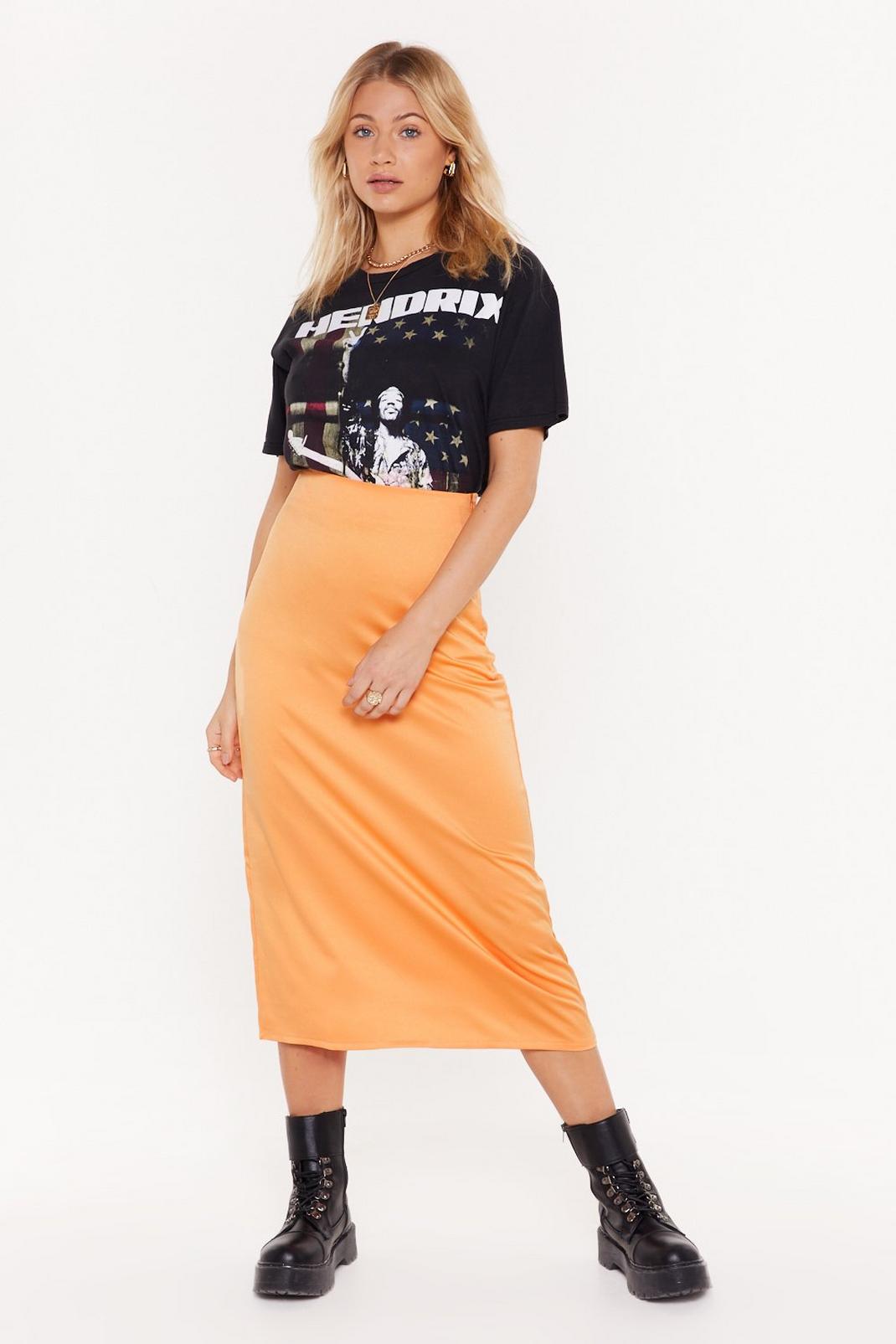 Sleek at the Knees Satin Midi Skirt image number 1