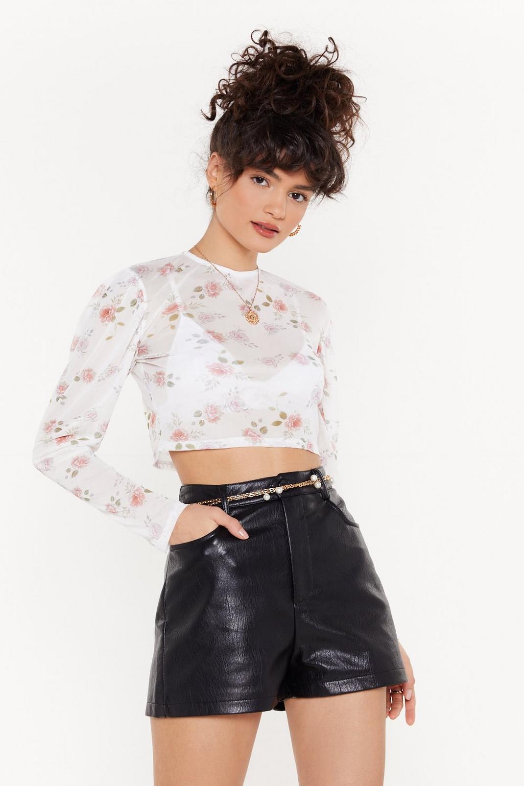 Rose to the Occasion Floral Mesh Crop Top image number 1