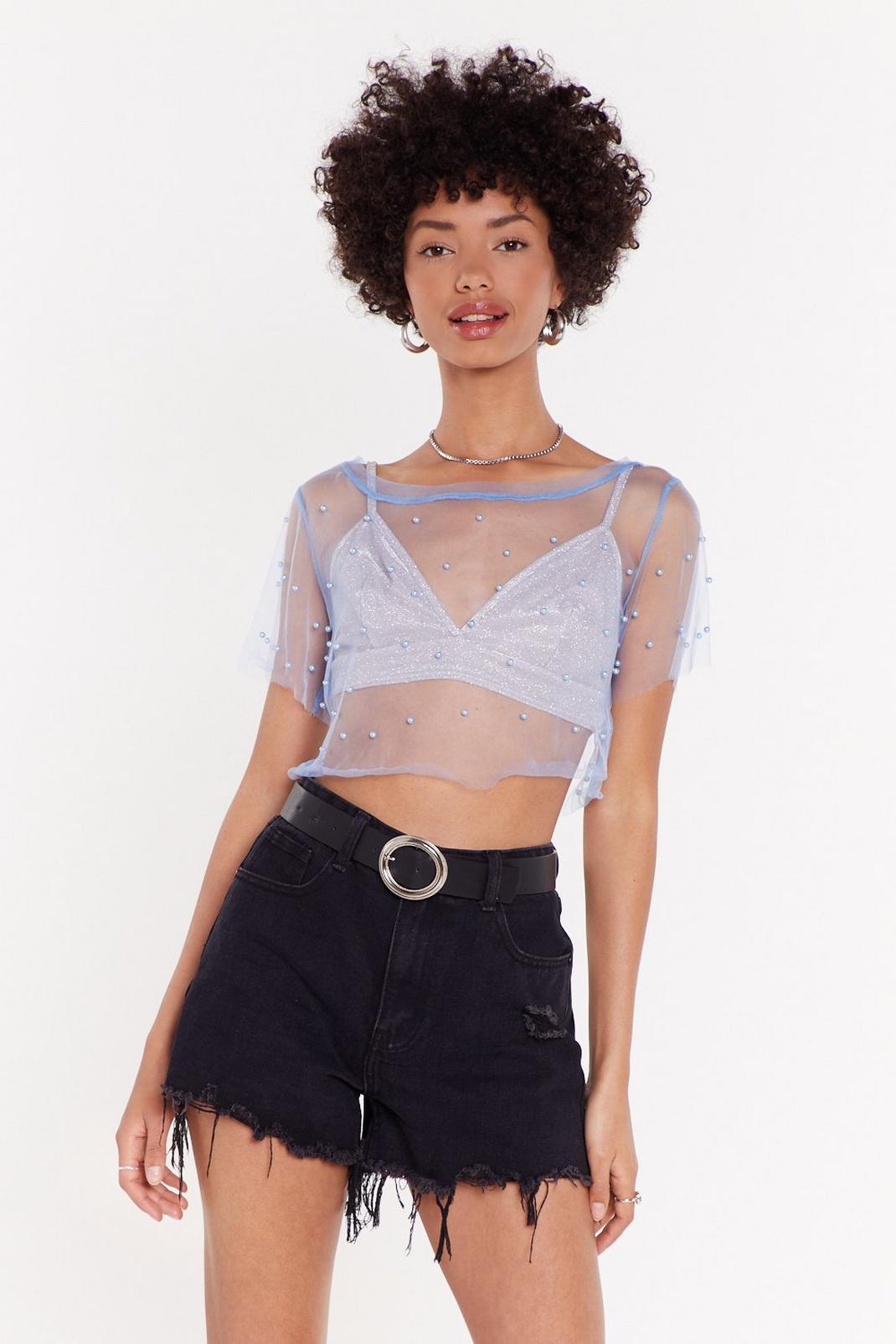 A Pearl Like Me Mesh Cropped Tee image number 1