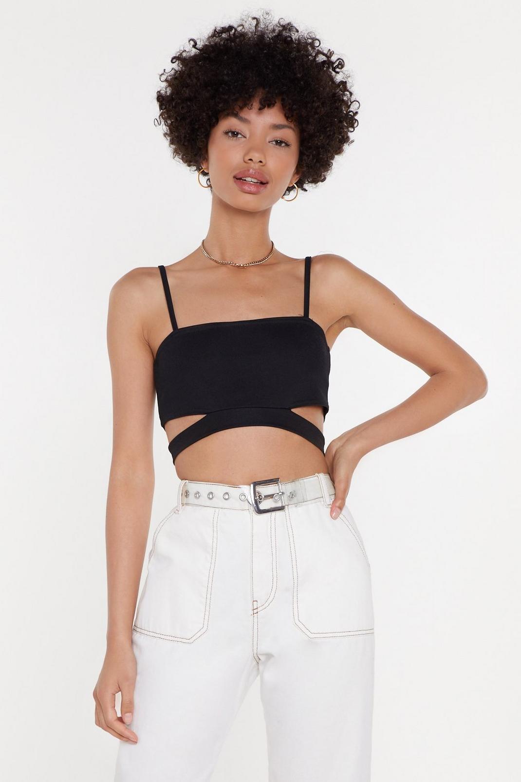 Crepe Cut Out Strappy Crop Top image number 1