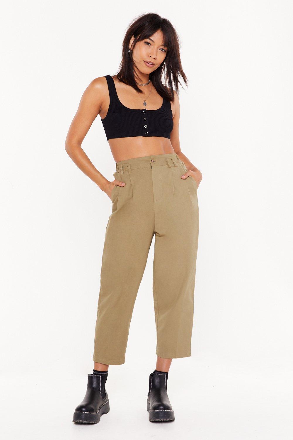 womens high waisted cropped trousers