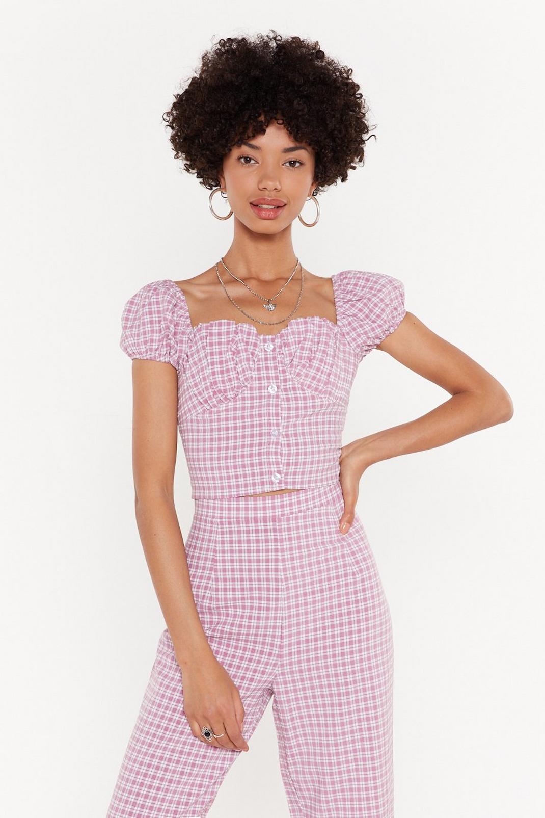 Square You At Gingham Bustier Crop Top image number 1