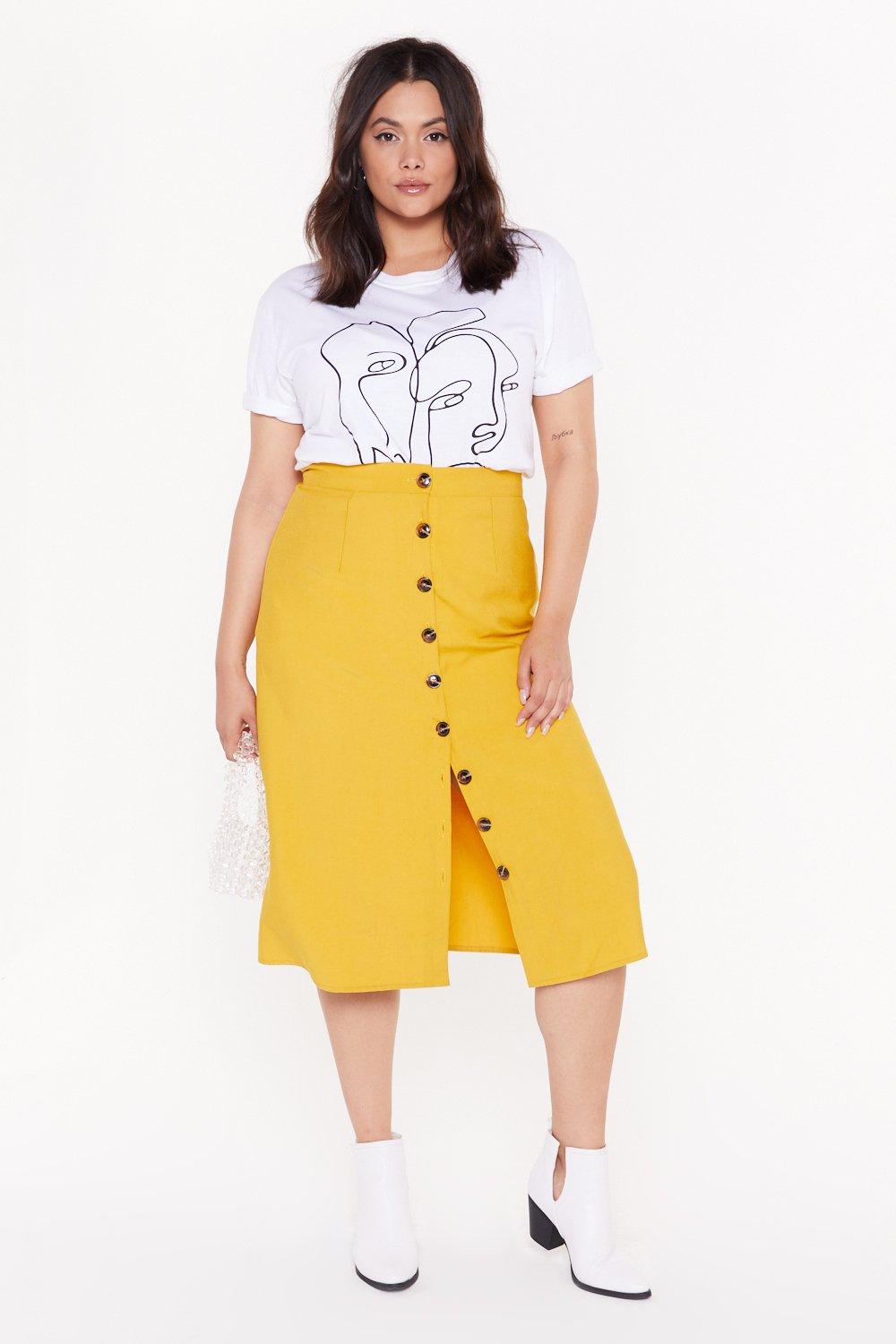 midi button skirt