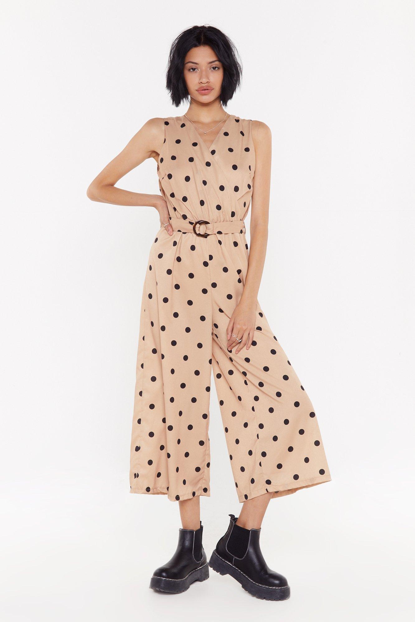 polka dot wrap jumpsuit