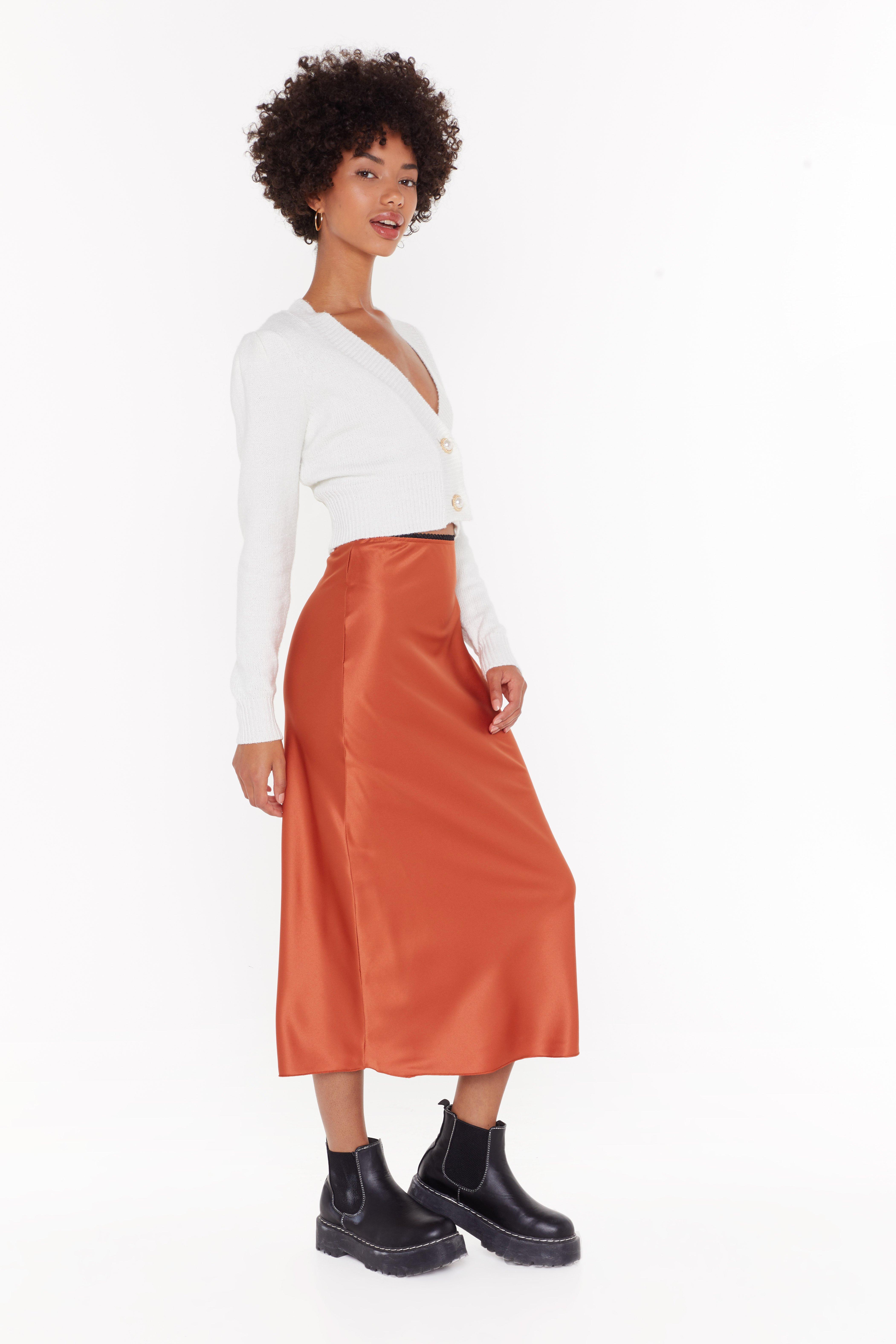 Nasty gal red midi skirt hotsell