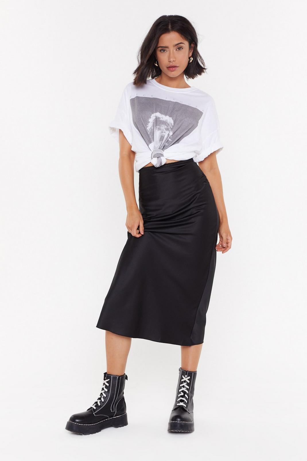 A Little Edge Satin Midi Skirt image number 1
