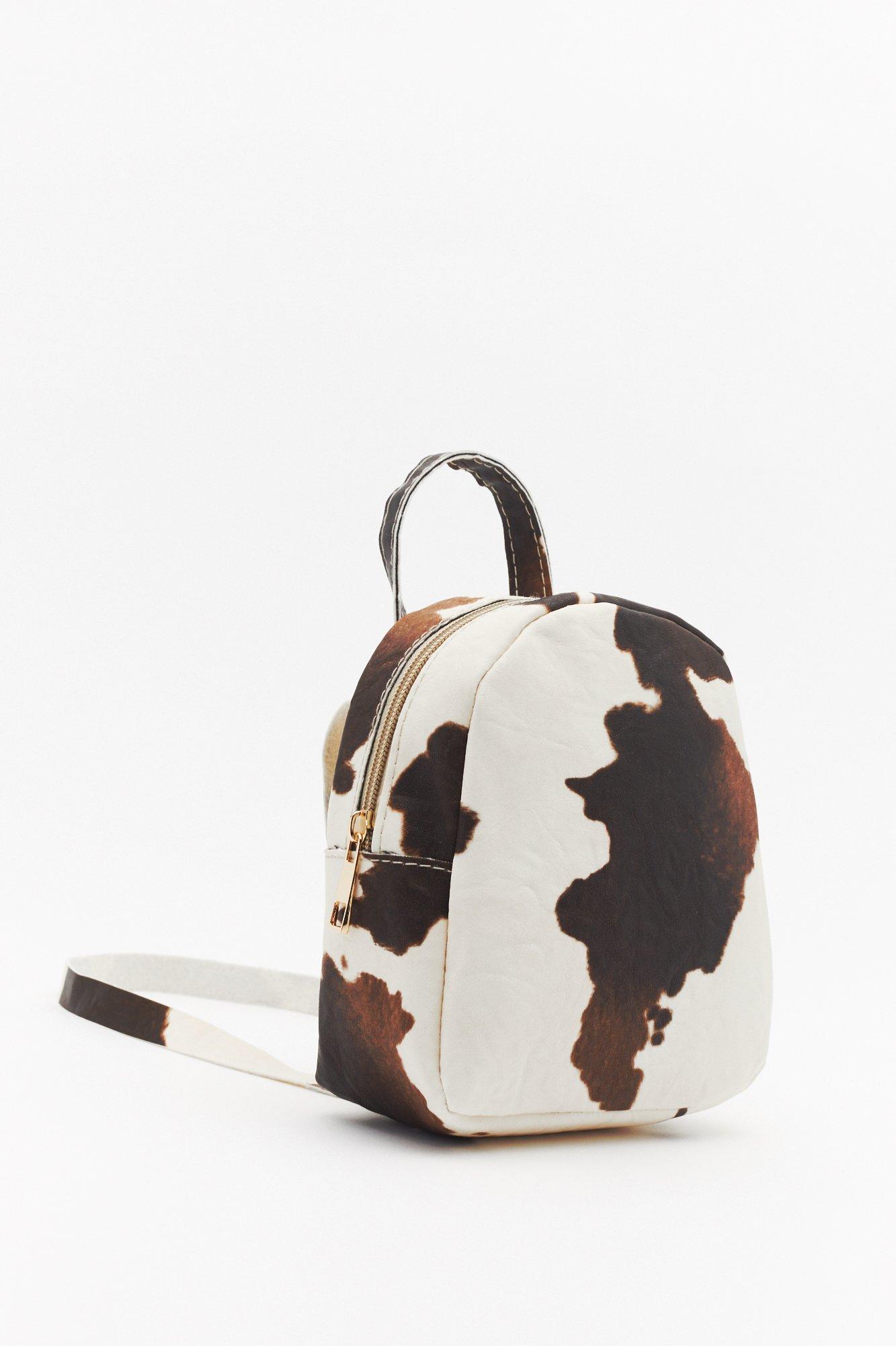 Cow Print Faux Leather Mini Backpack Nasty Gal