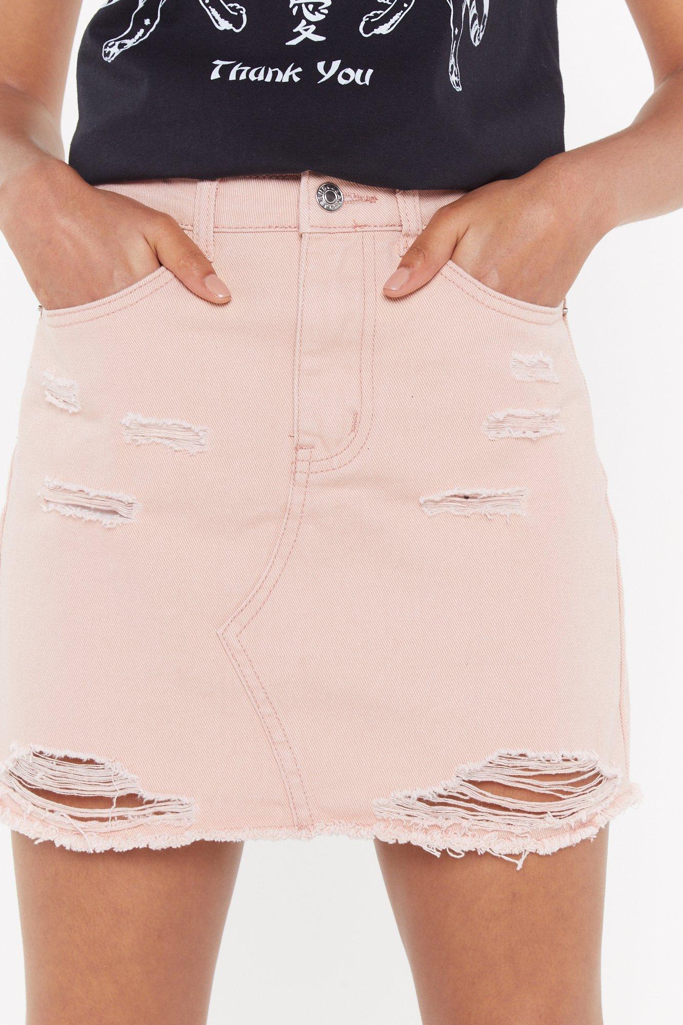 Nasty gal 2024 distressed denim skirt