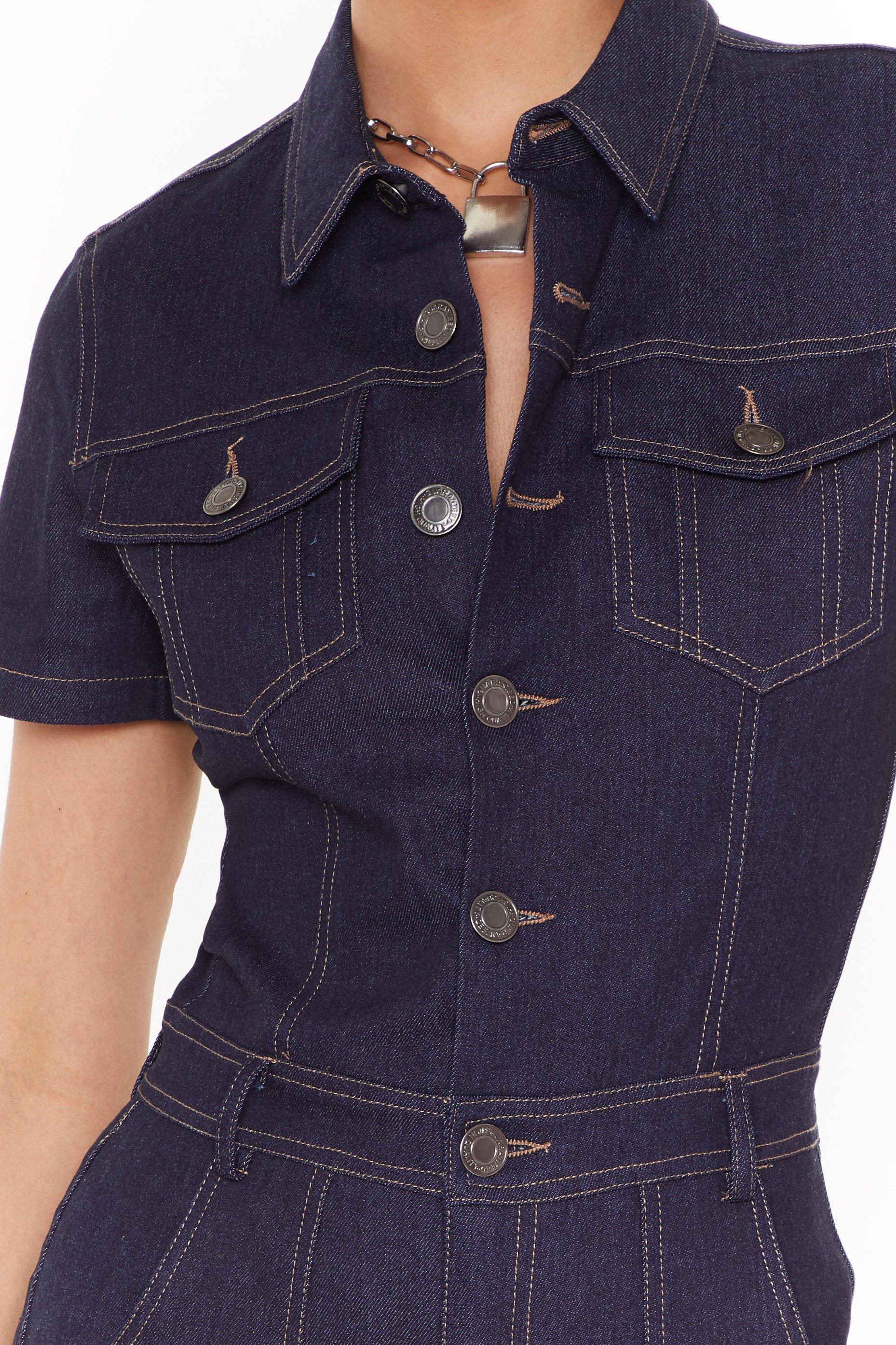 denim flared boiler suit