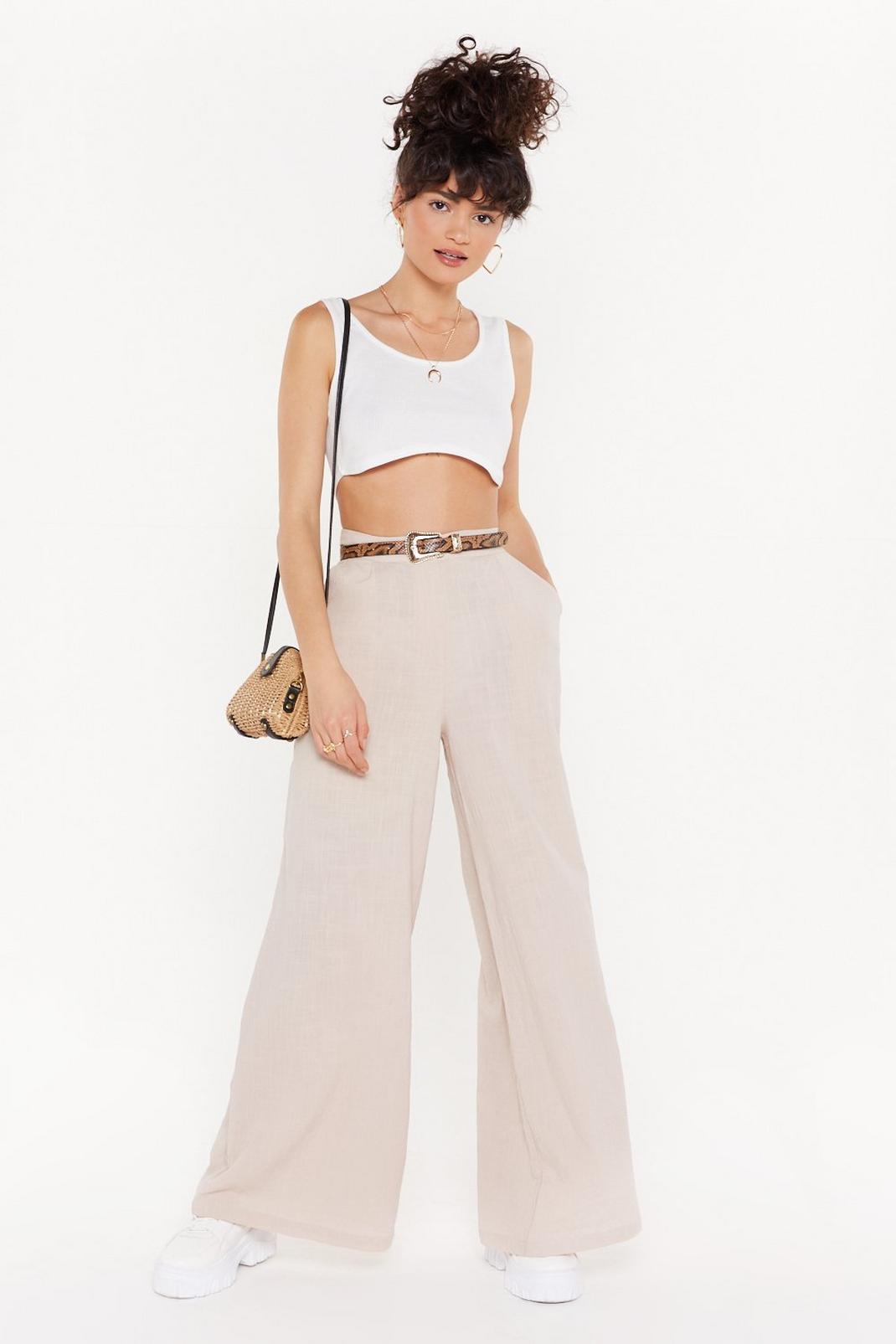 Wide Leg Linen Trousers image number 1