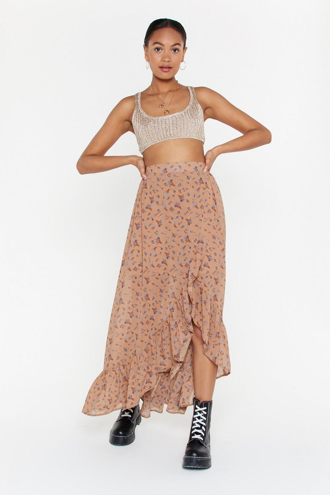 On a Flower Trip Floral Maxi Skirt image number 1