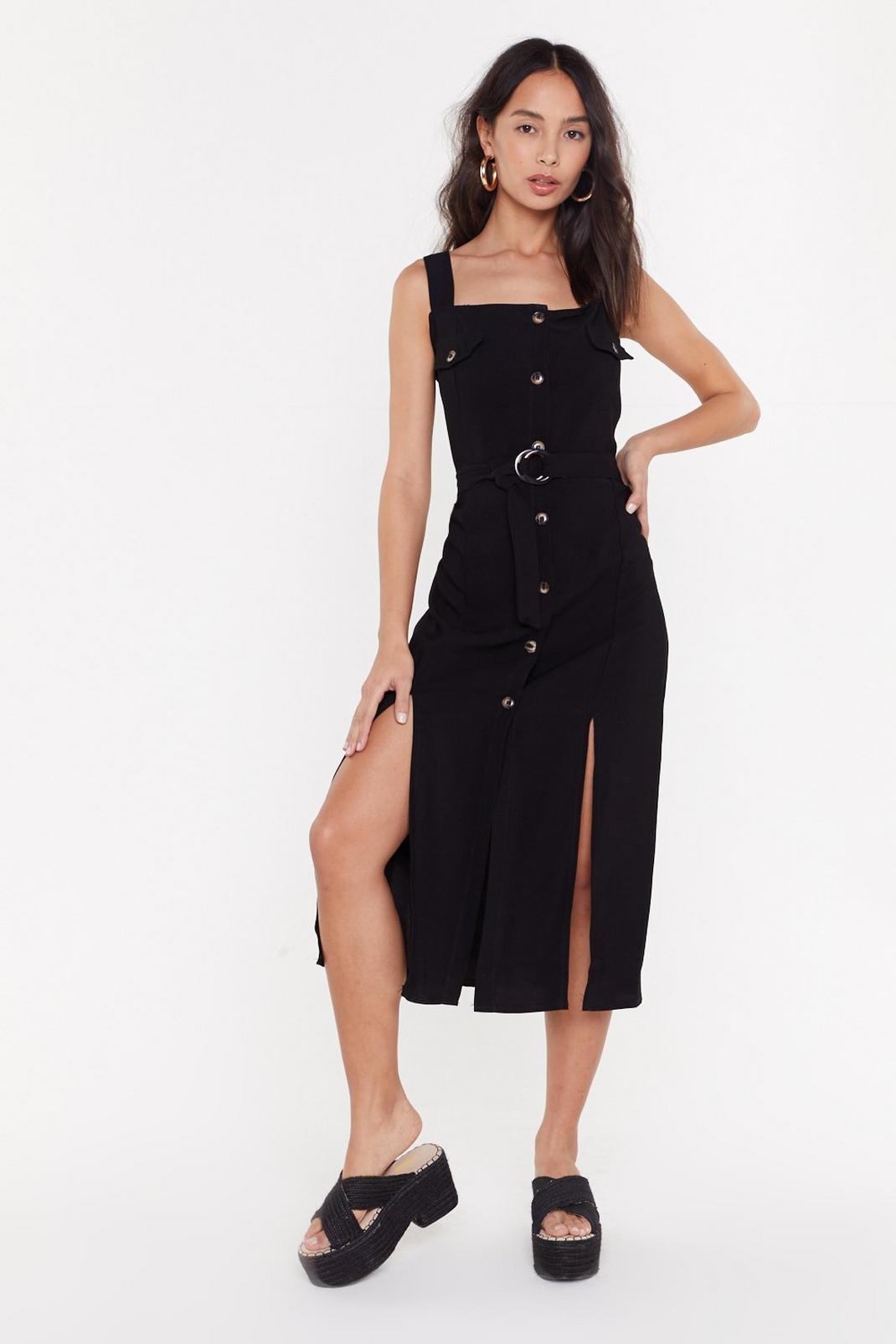Button Front Textured Midi Dress image number 1