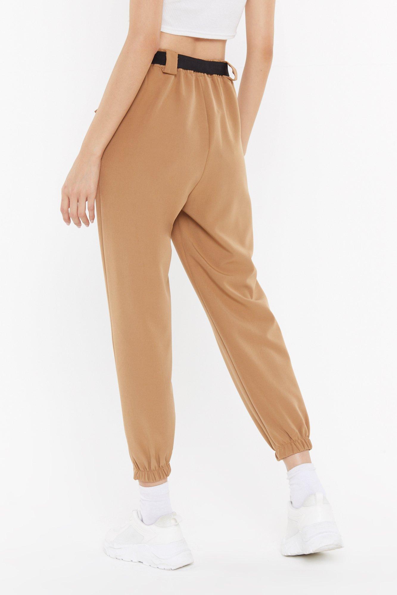 Belted jogger pants sale