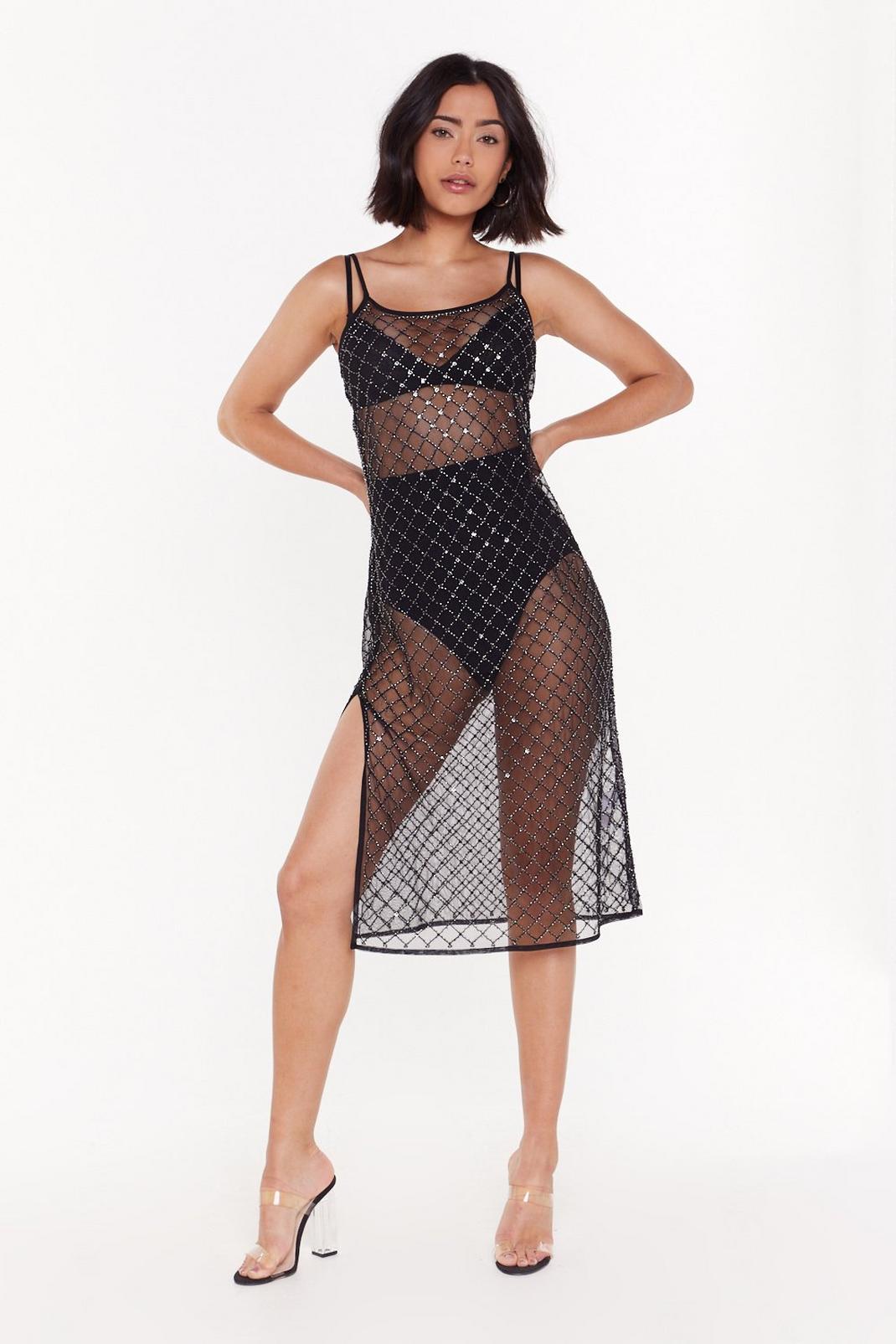 You're All I Bead Sheer Midi Dress image number 1