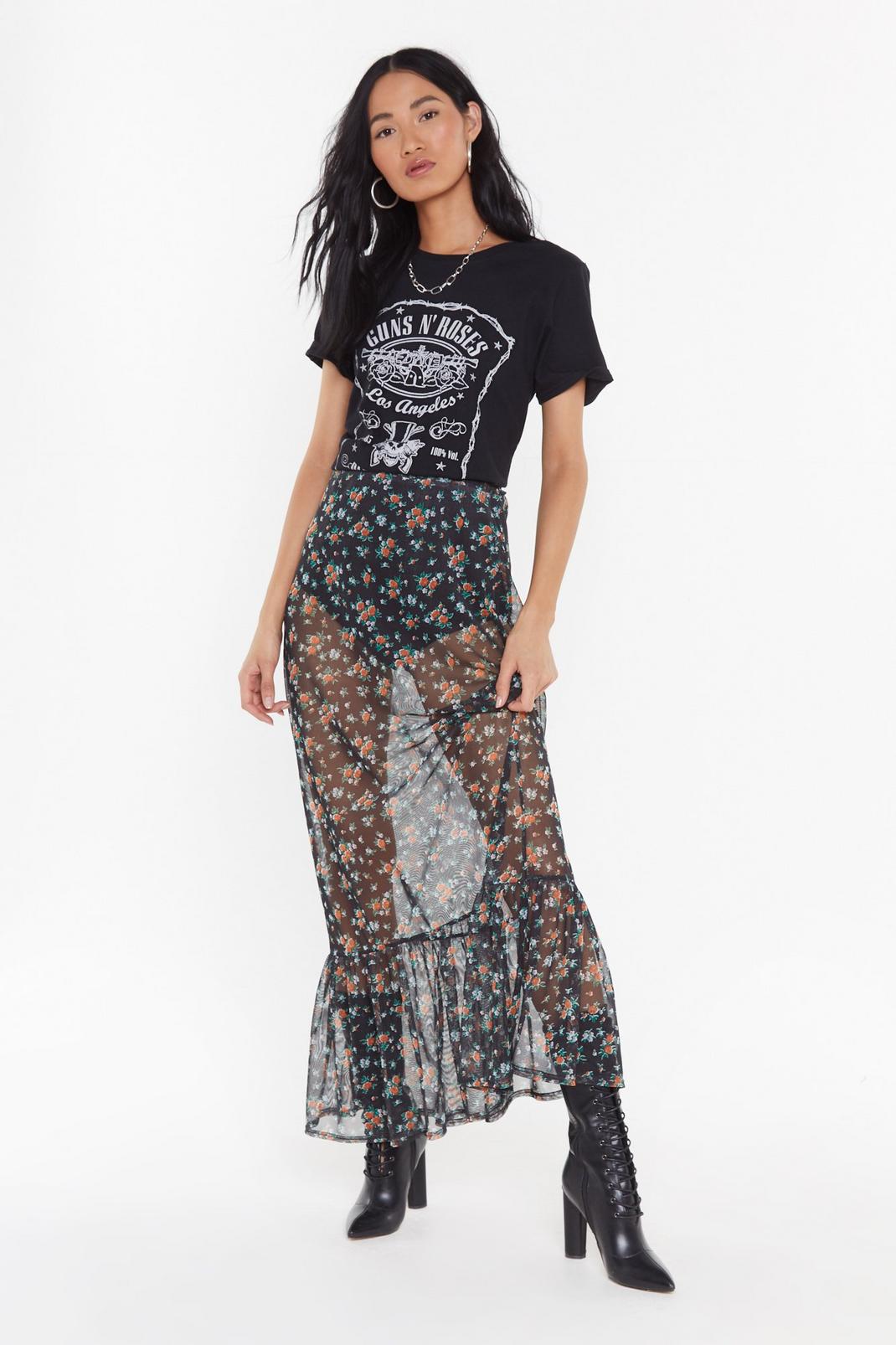 Just Meshing Floral Maxi Skirt image number 1