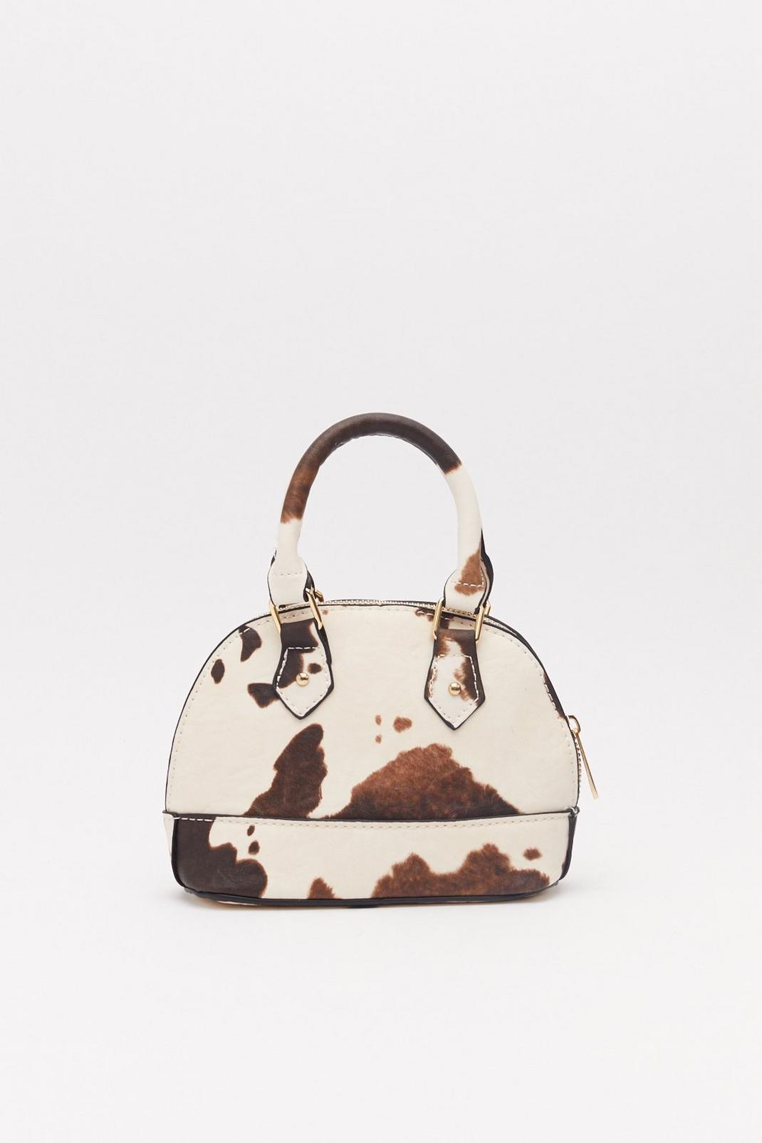 Cow Print Structured Mini Bowling Bag image number 1
