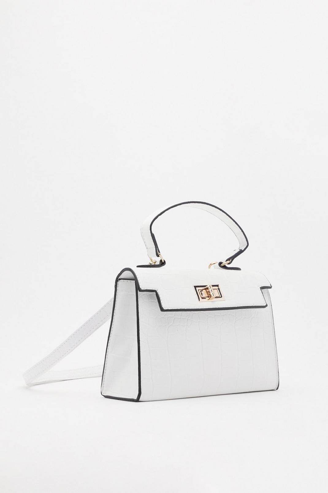 White Structured Croc Cross Body Mini Bag image number 1