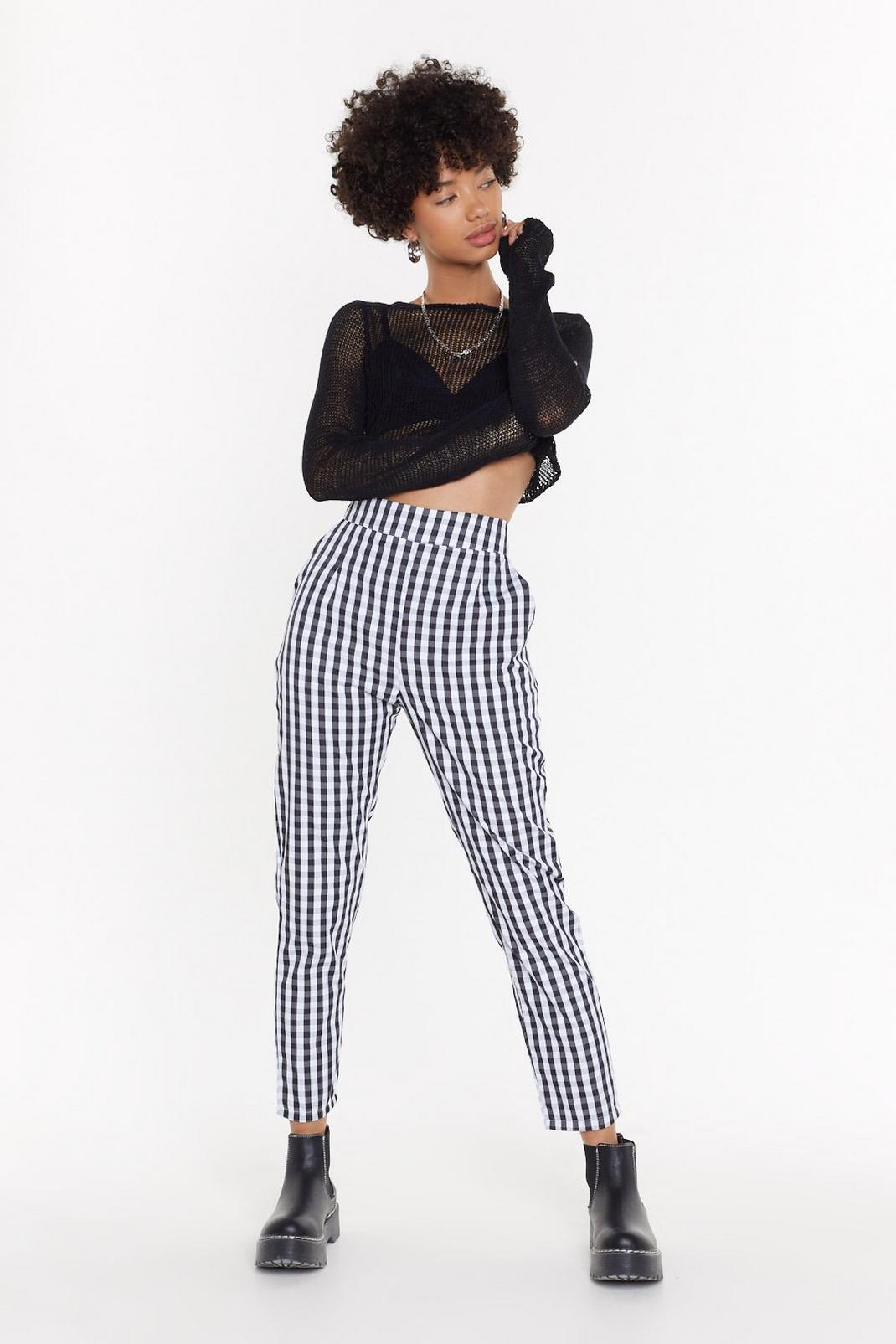Jumbo Gingham Tapered Trousers image number 1