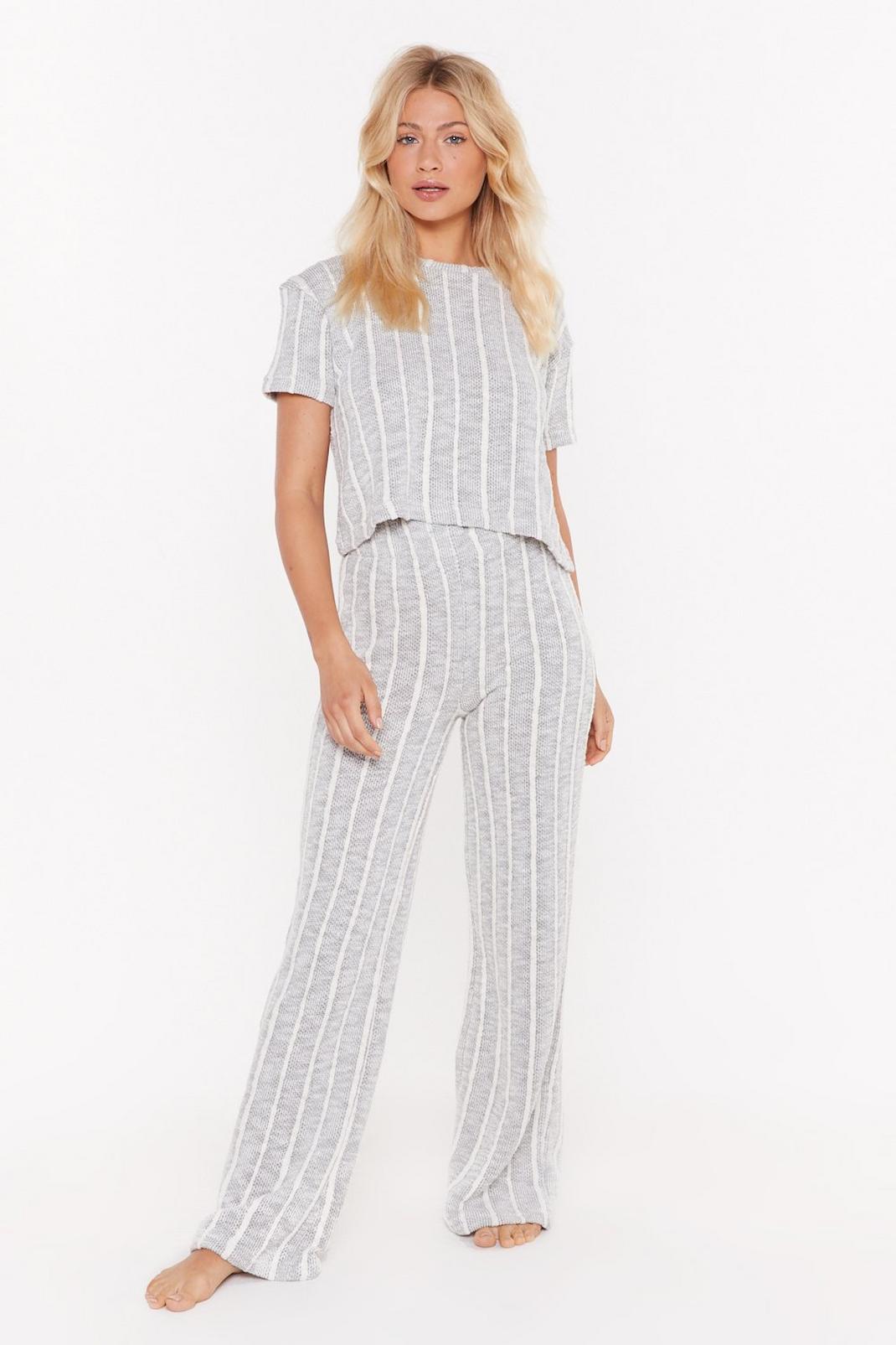 Be Done With Knit Striped Top and Pants Lounge Set image number 1