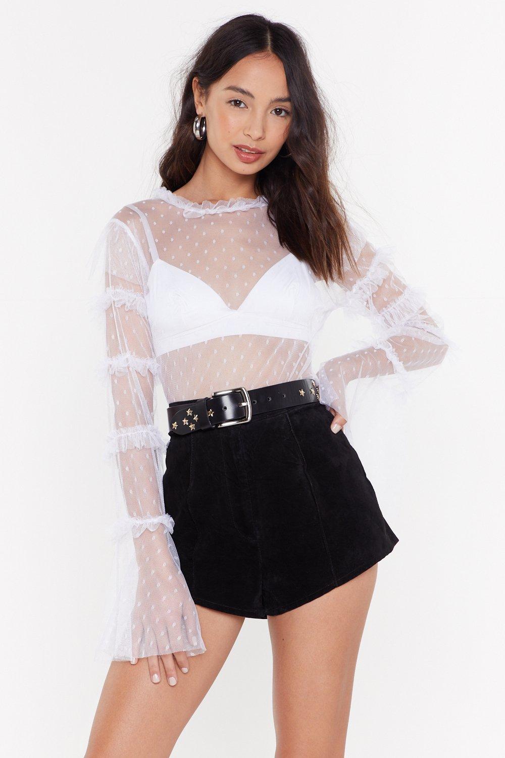 bell sleeve mesh top