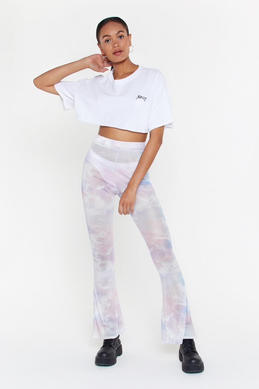 Pink Mesh From the Festival Tie Dye Flare Pants image number 1