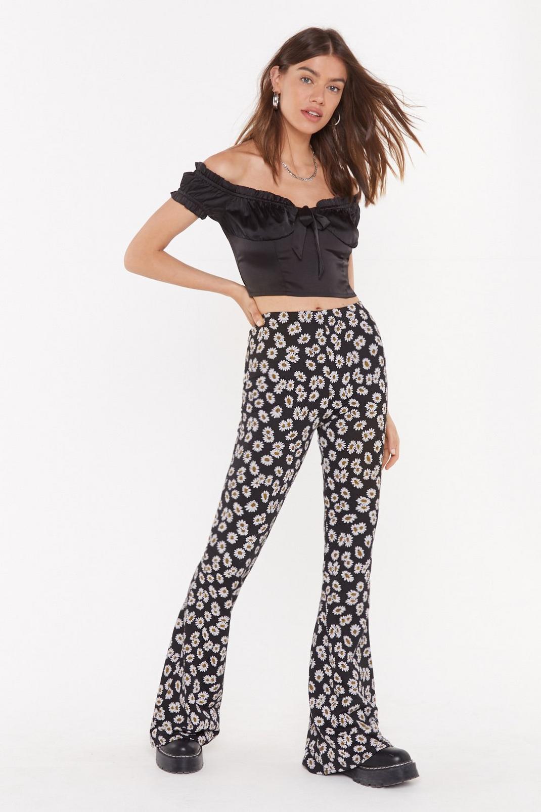 Black Fresh As a Daisy Flared Pants image number 1