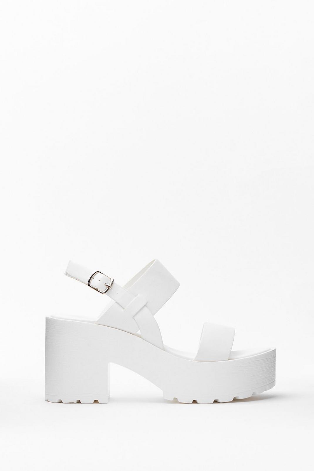 White Chunky Cleated Open Toe Sandals image number 1