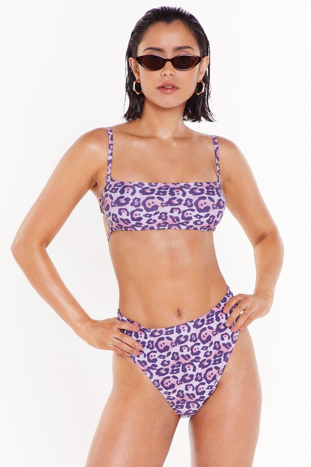 pink leopard bikini set