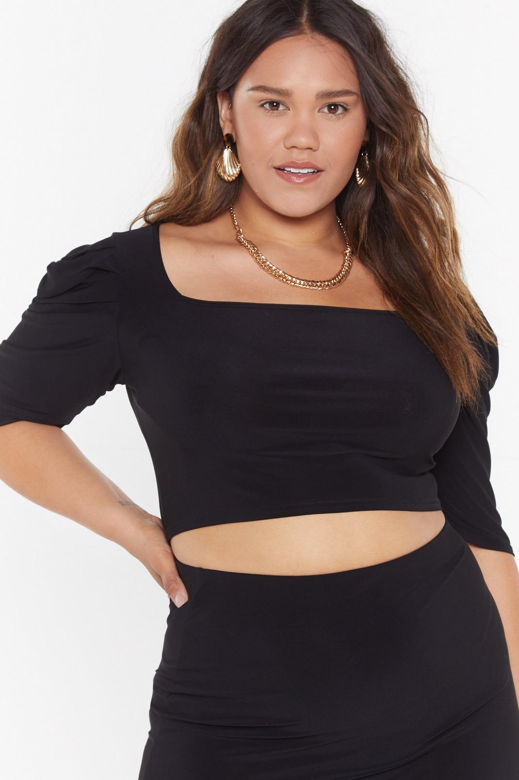 Grande taille - Crop top à manches bouffantes  image number 1