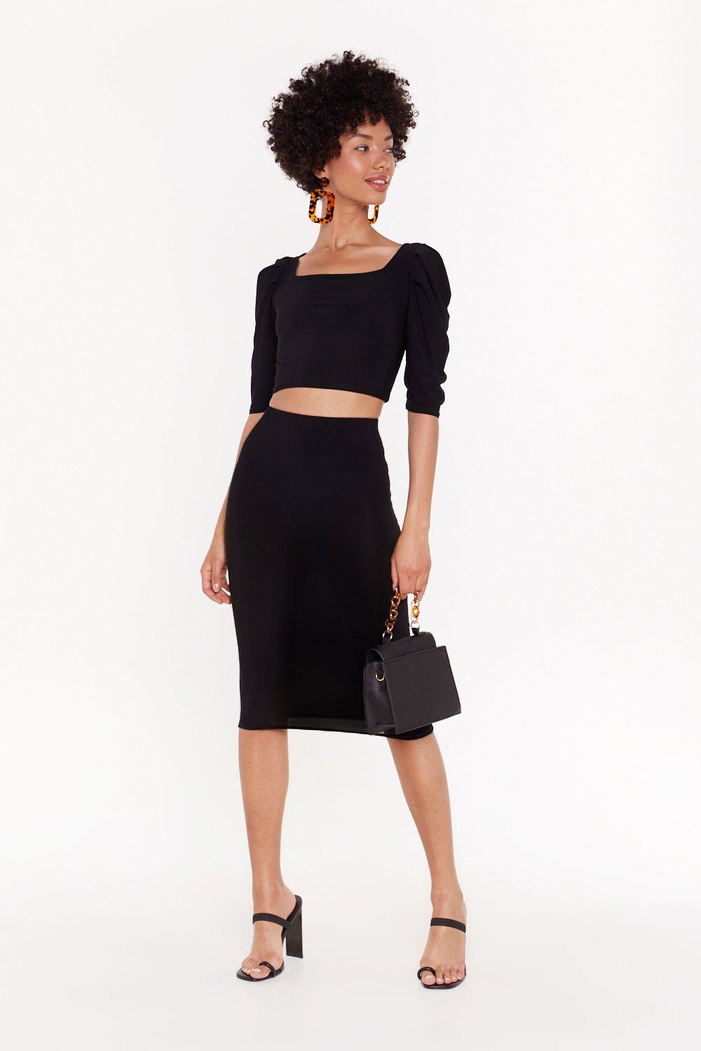 black midi skirt bodycon