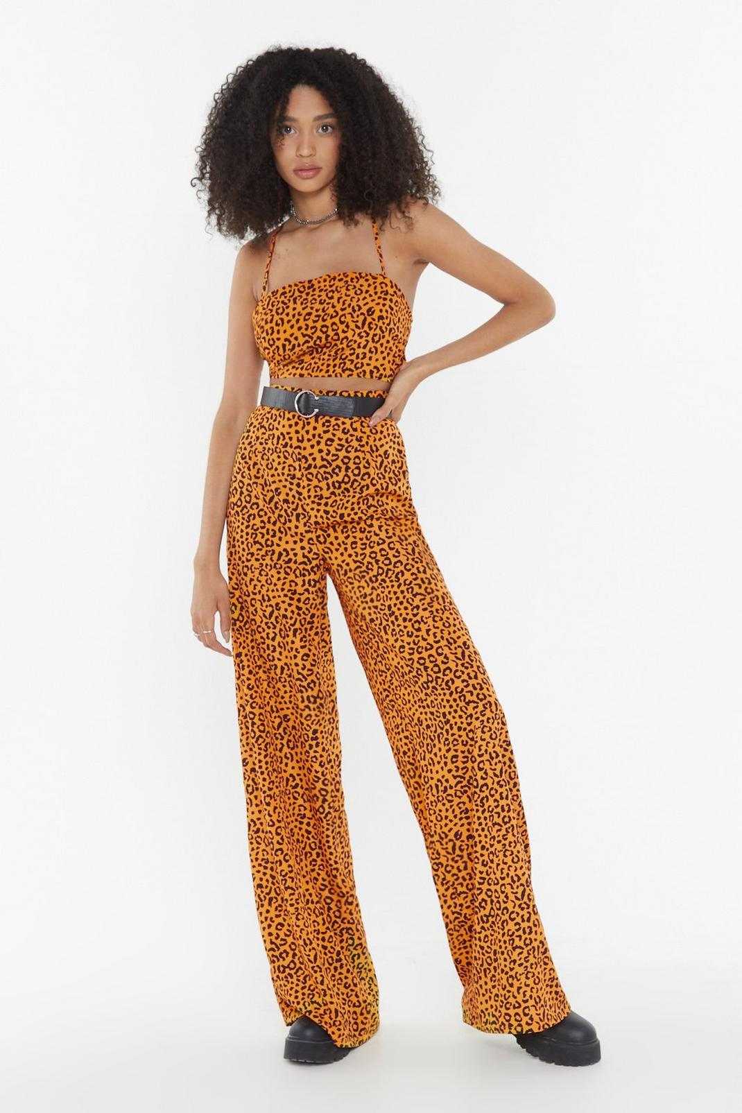 Wild For the Night  Leopard Wide-Leg Pants image number 1