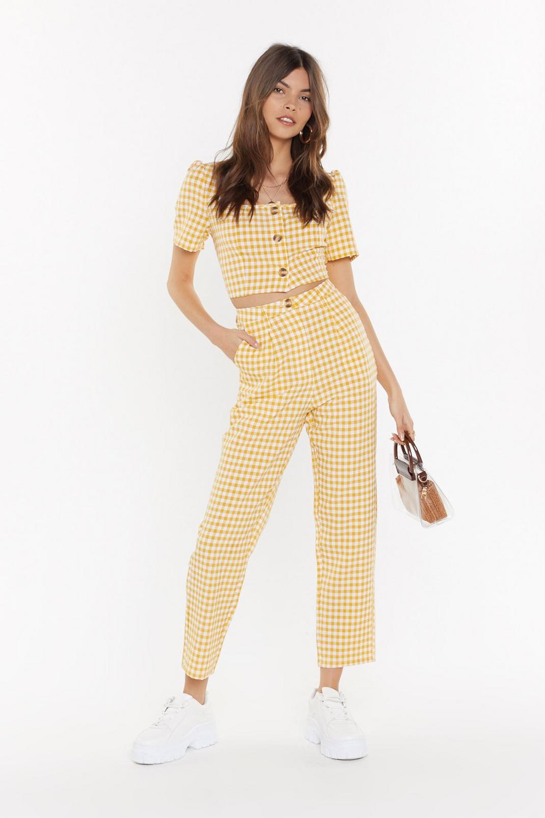 Square Up Gingham Buttoned Trousers image number 1