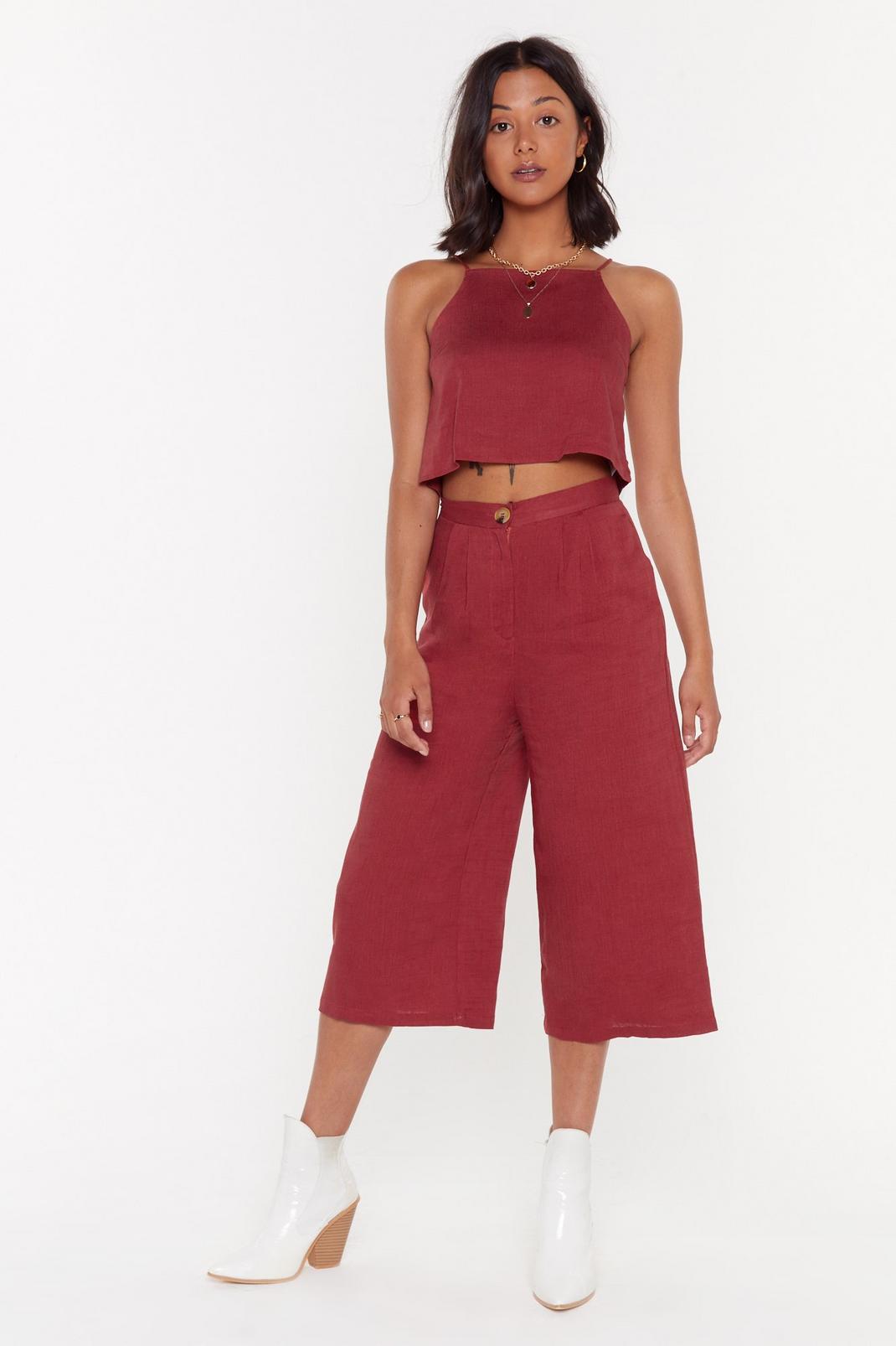 High Neck Cami + Culotte Linen Co-Ord image number 1