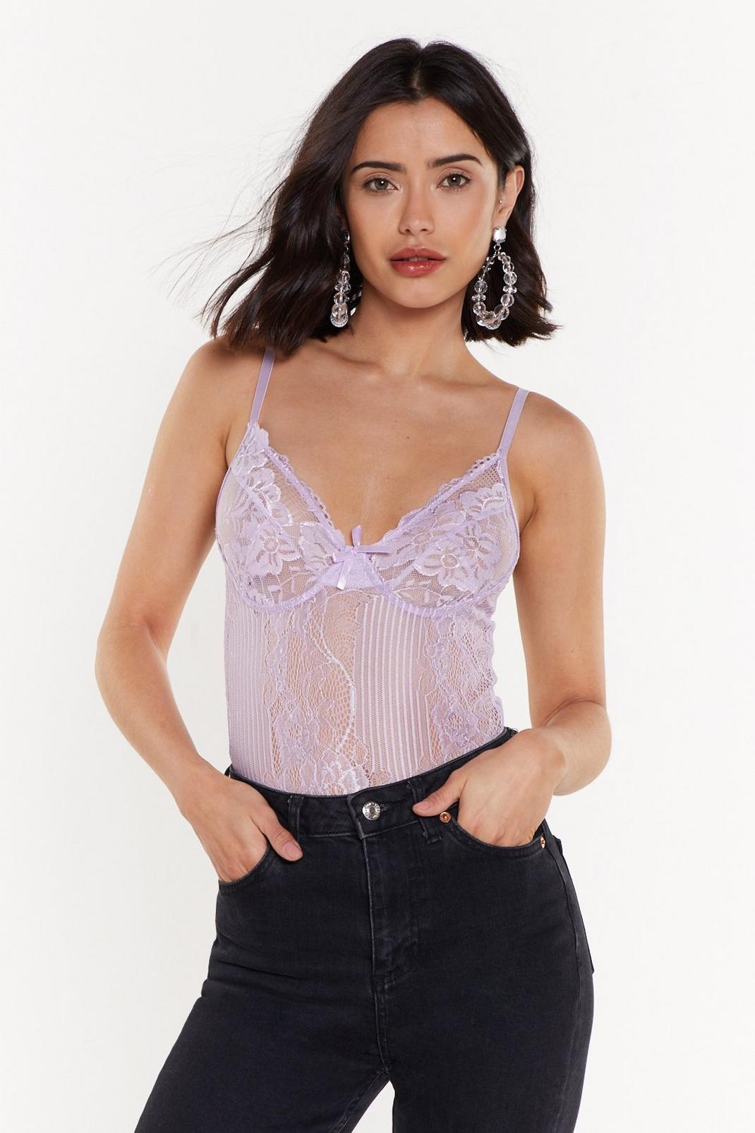 Lace Orders Cupped Bodysuit image number 1