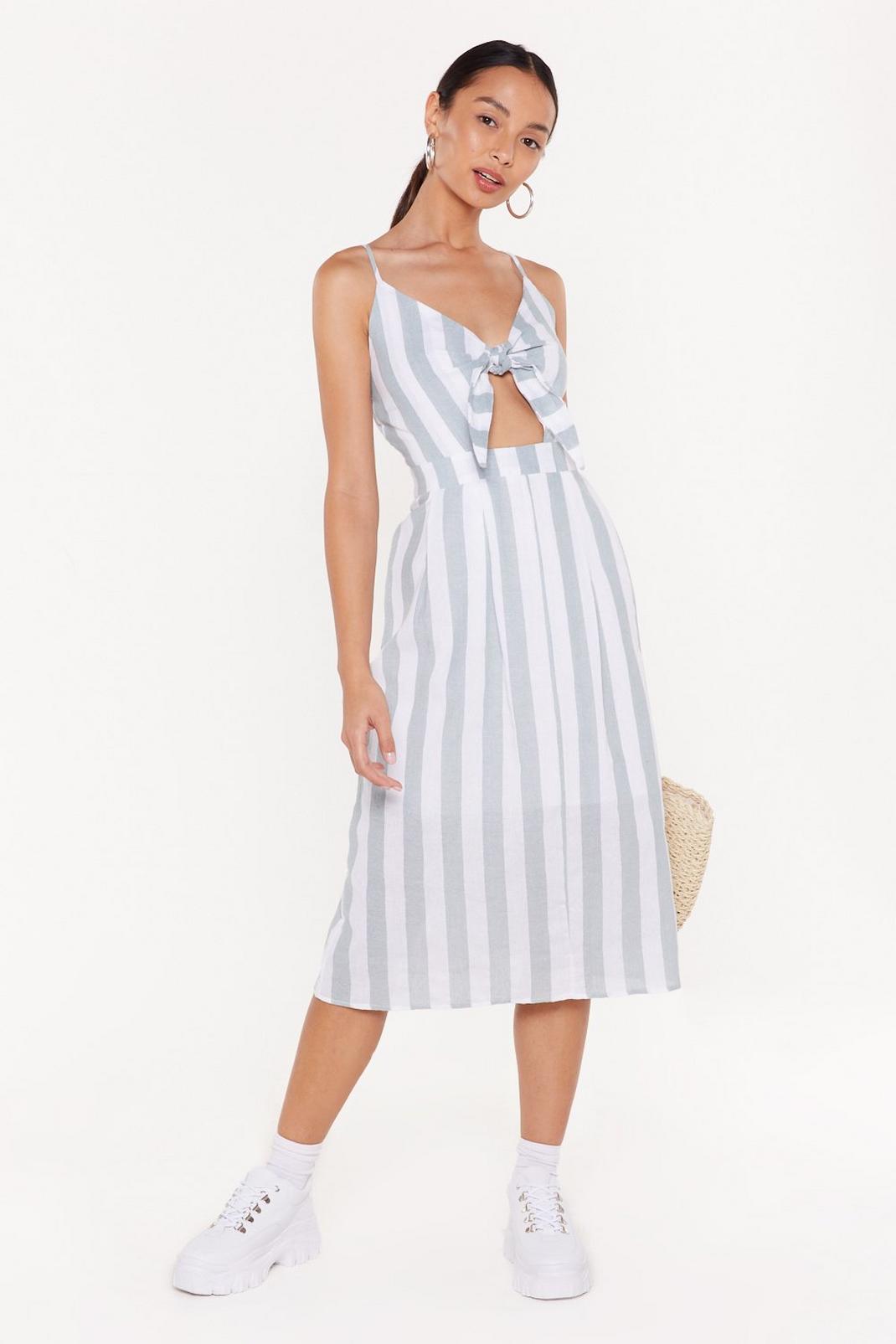 Straight to the Point Striped Tie Dress image number 1