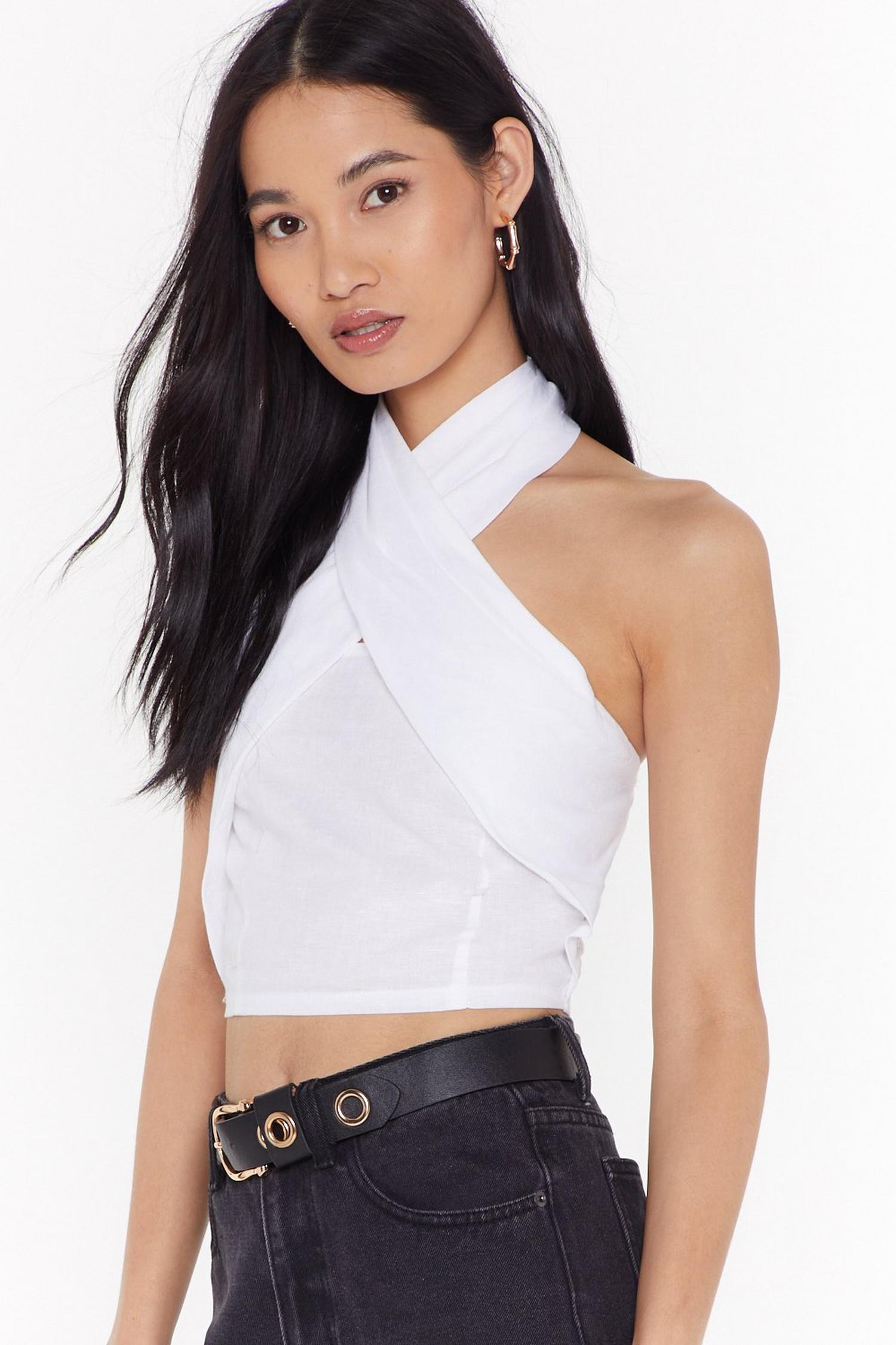 wrap halter neck top