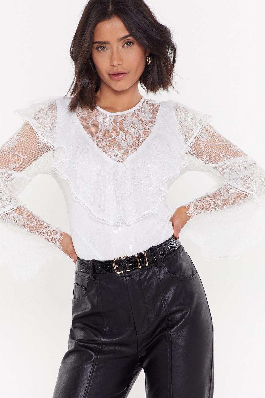 Not a Flounce of Regret Lace Ruffle Blouse image number 1