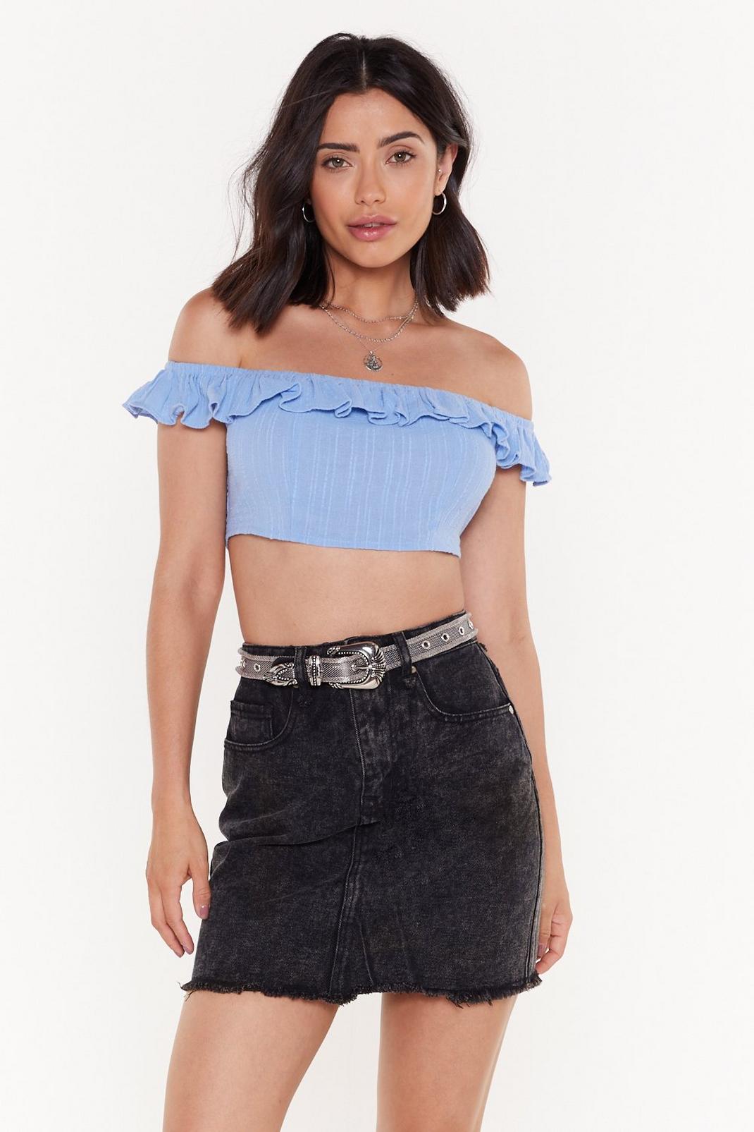 The Frill of Love Off-the-Shoulder Crop Top image number 1