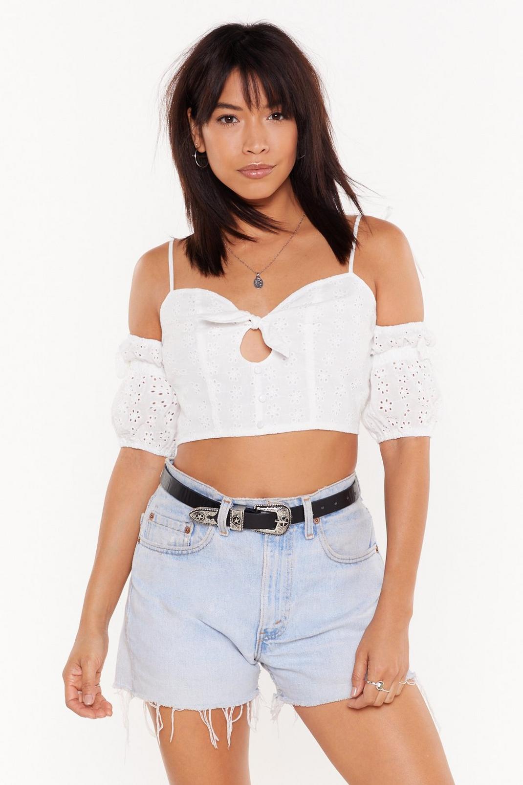 Go Thread to Thread Broderie Anglaise Crop Top image number 1