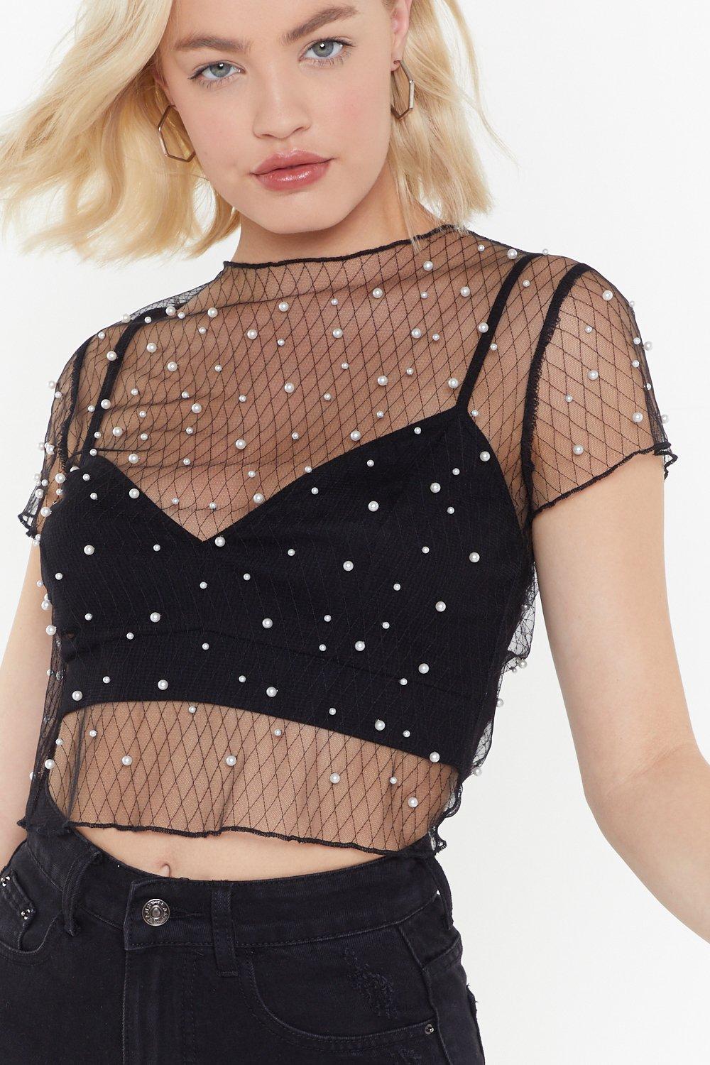 Every Detail Mesh Pearl Top