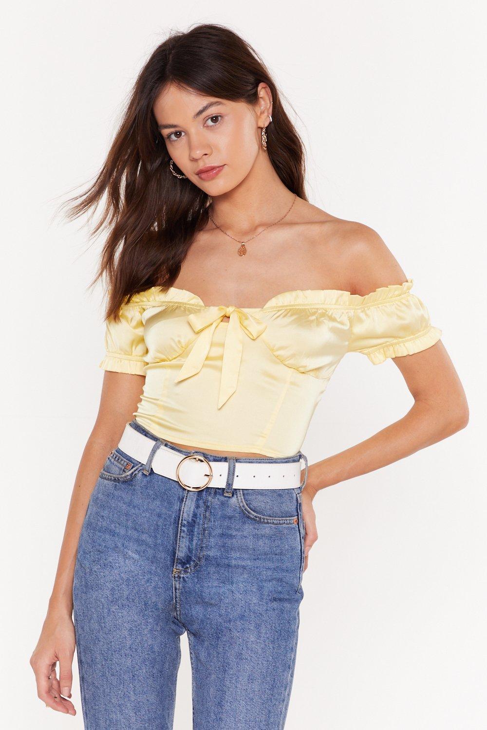 satin off the shoulder blouse